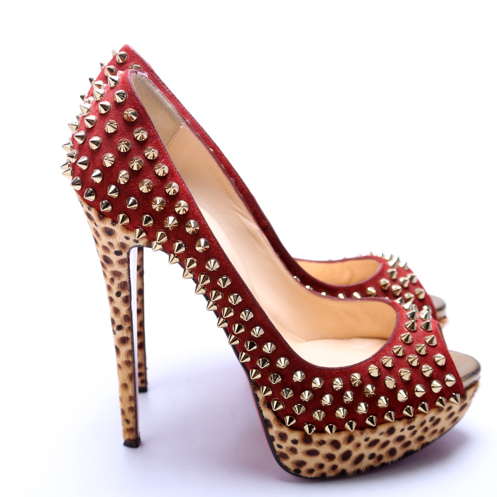 Lady Peep Spikes 150MM Suede/Pony Hair Size 39.5
