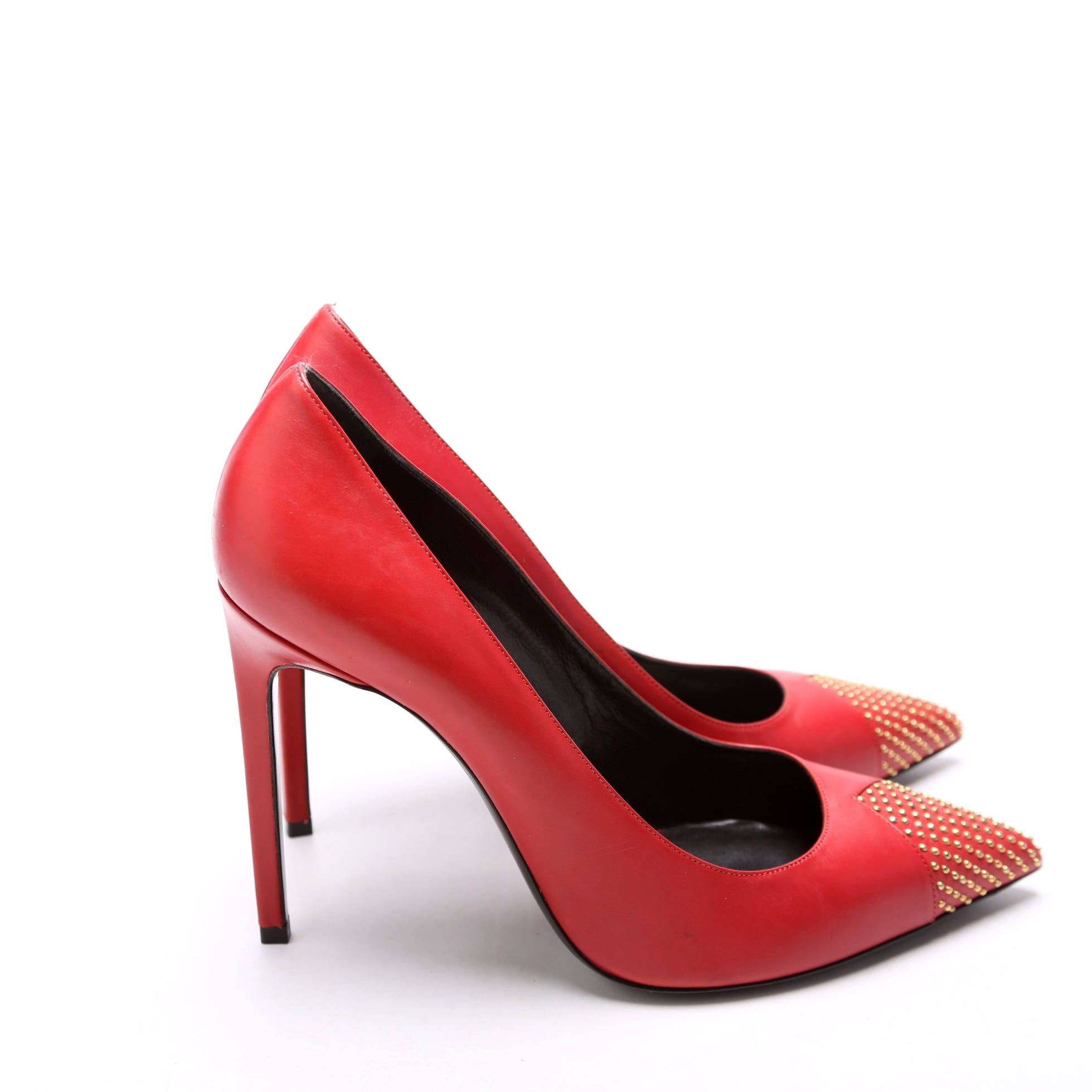 Studded Pointed Toe Pumps Size 40 Red