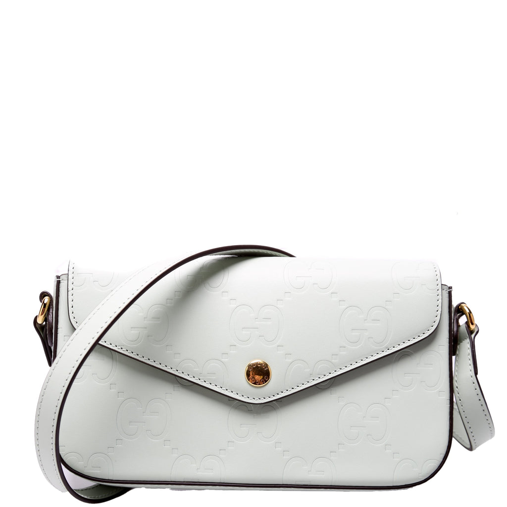 Gucci 772794 GG Leather Super Mini Shoulder Bag Sage