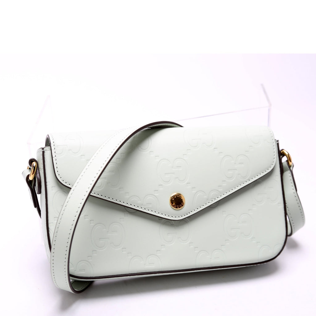 Gucci 772794 GG Leather Super Mini Shoulder Bag Sage