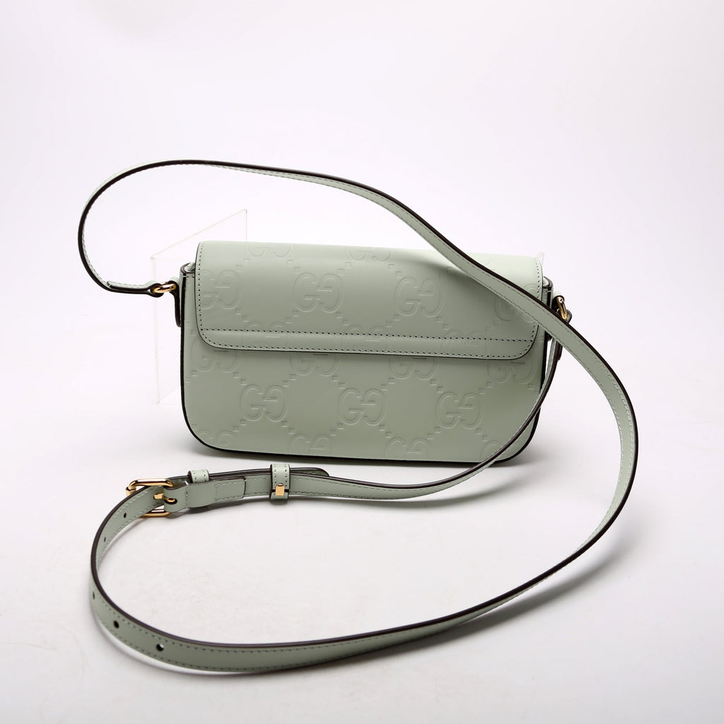 Gucci 772794 GG Leather Super Mini Shoulder Bag Sage