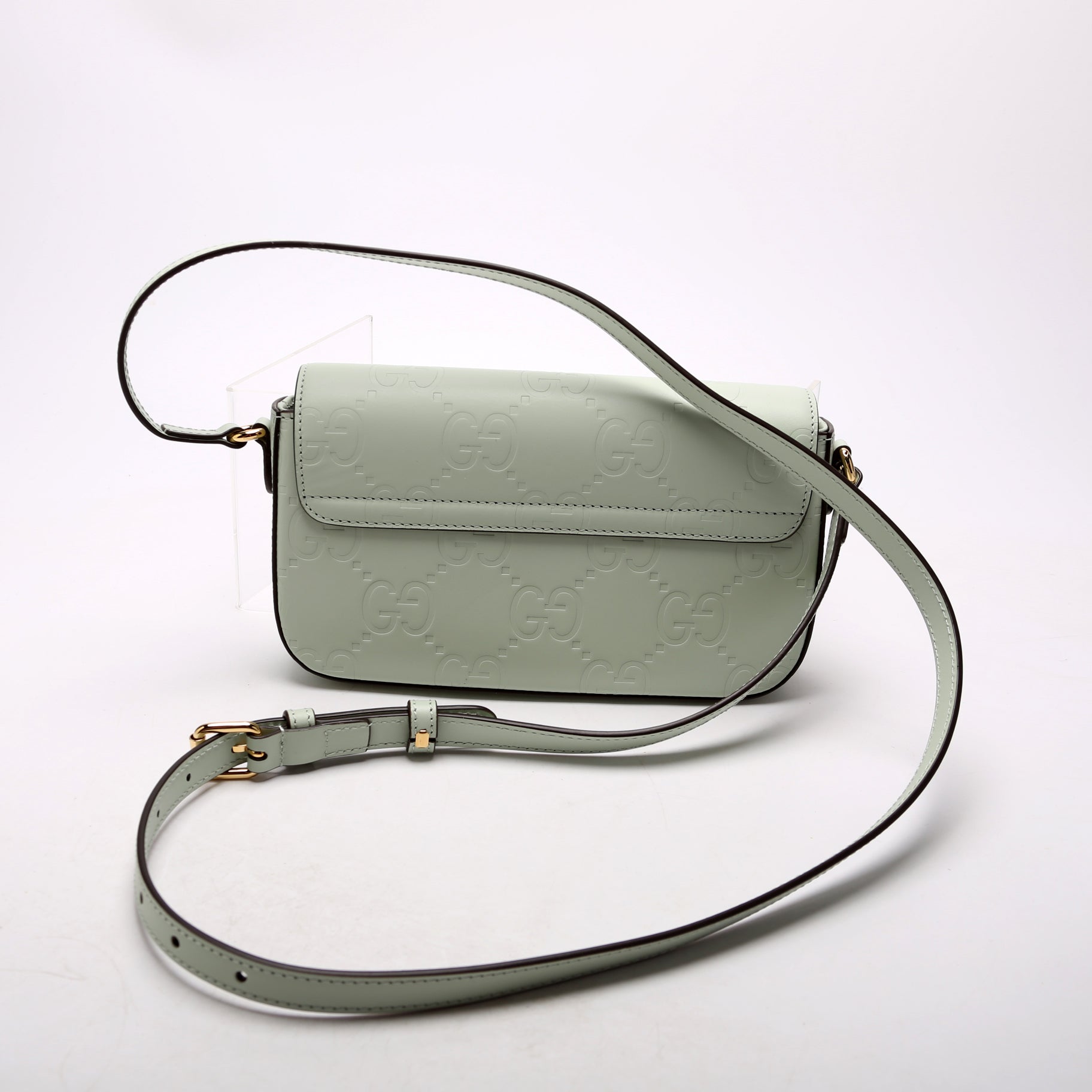 Gucci 772794 GG Leather Super Mini Shoulder Bag Sage