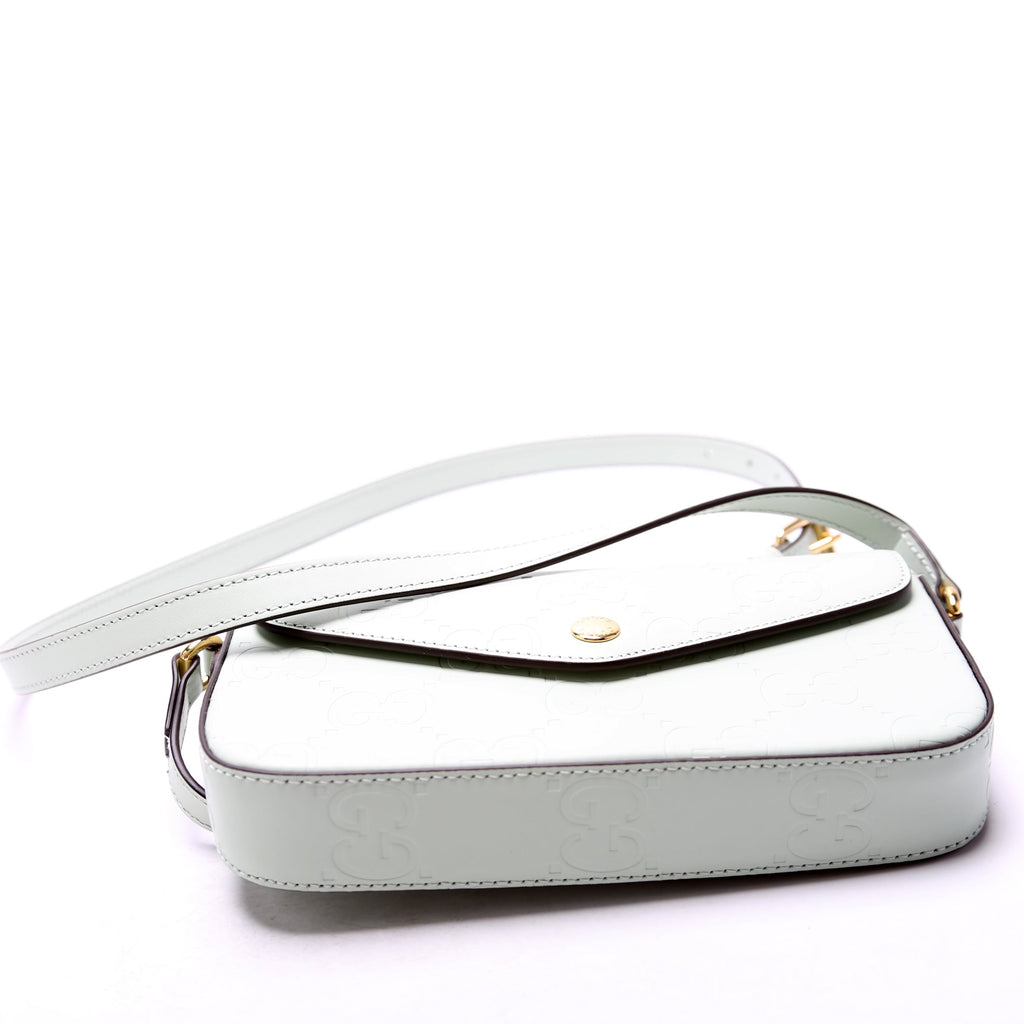 Gucci 772794 GG Leather Super Mini Shoulder Bag Sage