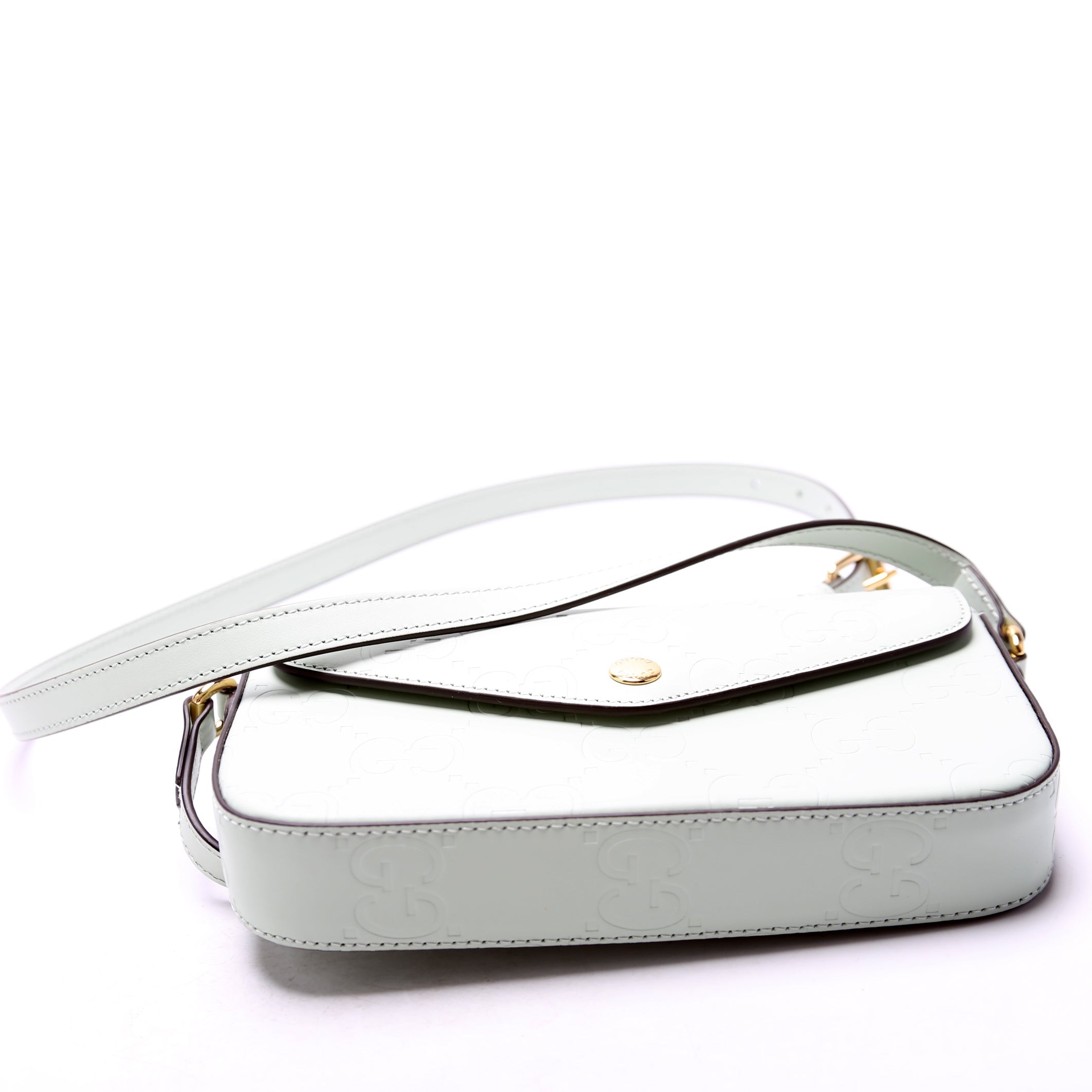 Gucci 772794 GG Leather Super Mini Shoulder Bag Sage