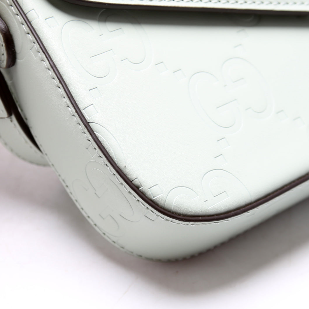 Gucci 772794 GG Leather Super Mini Shoulder Bag Sage