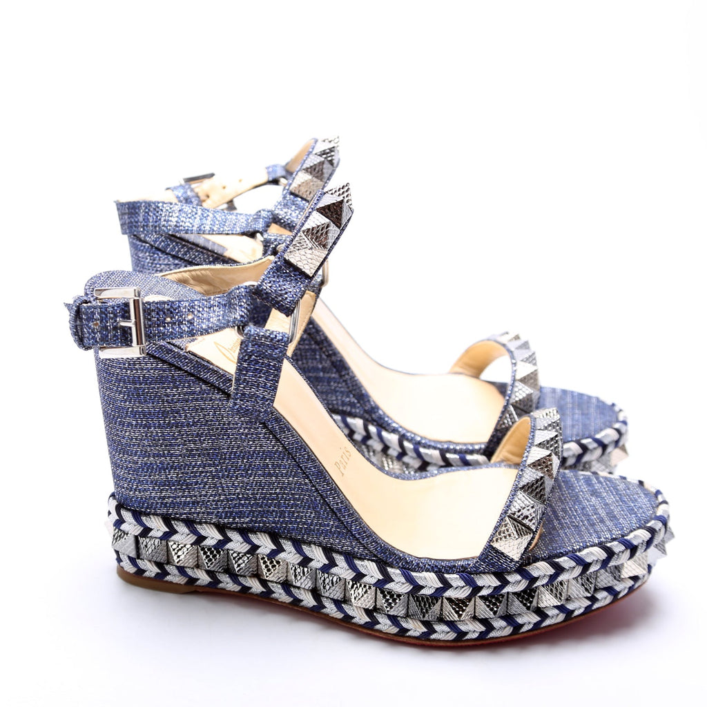 Pyraclou Espadrille Wedges Size 38 Navy