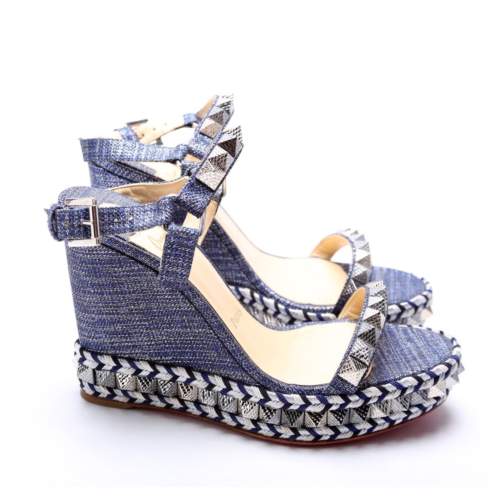 Pyraclou Espadrille Wedges Size 38 Navy