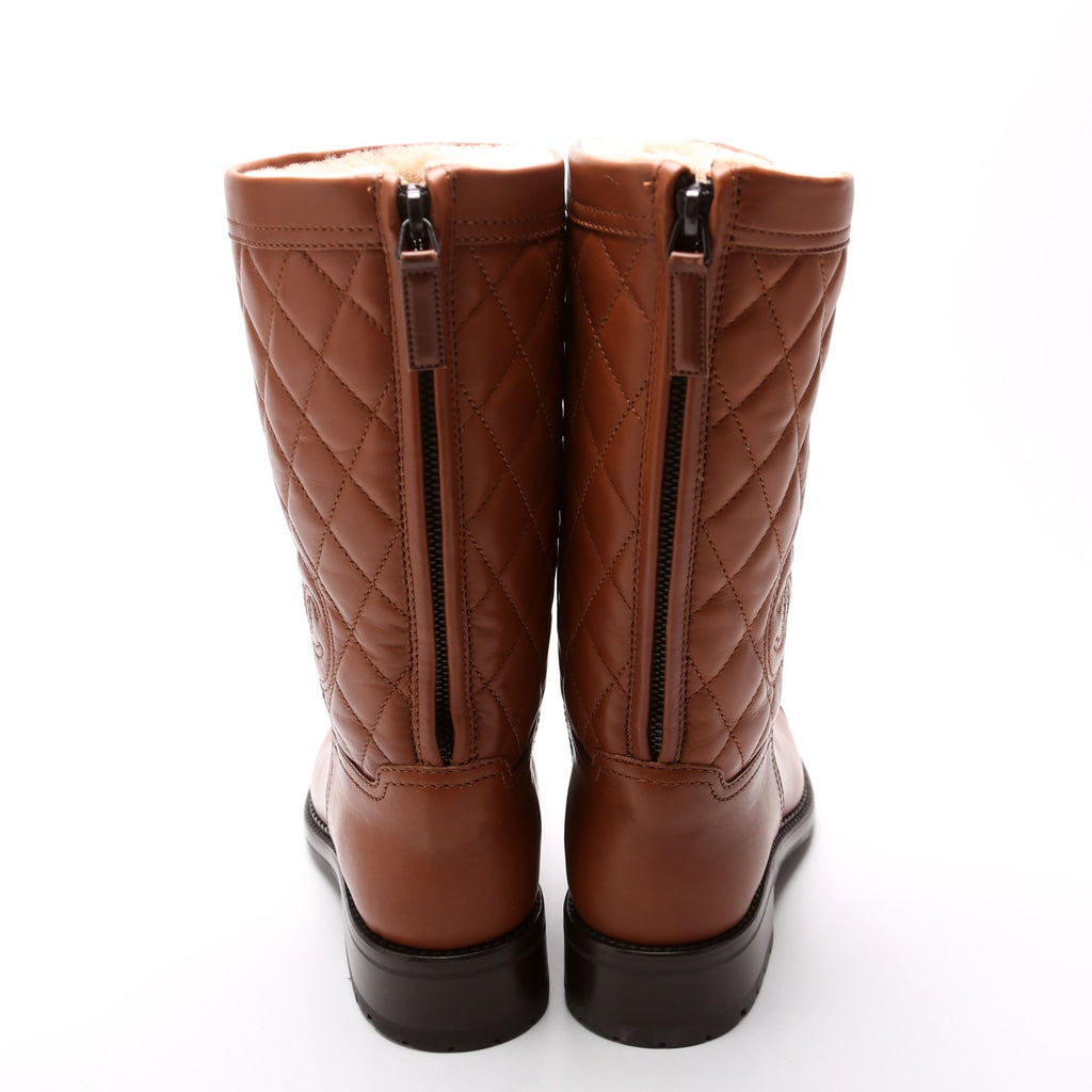 Quilted CC Boots Size 38 Brown
