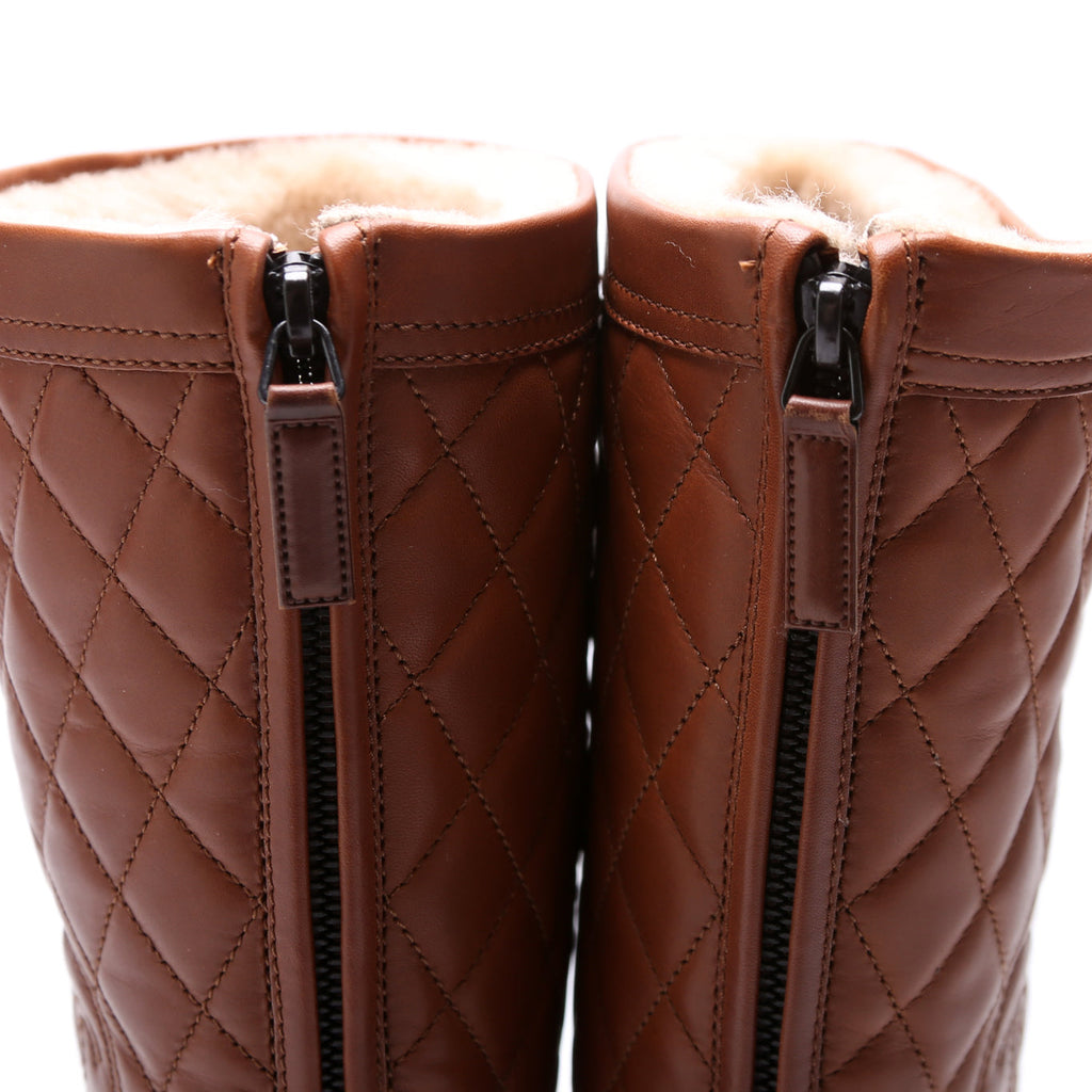 Quilted CC Boots Size 38 Brown