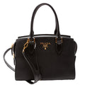 1BA164 Saffiano/Soft Calfskin Small Top Handle Bag Black