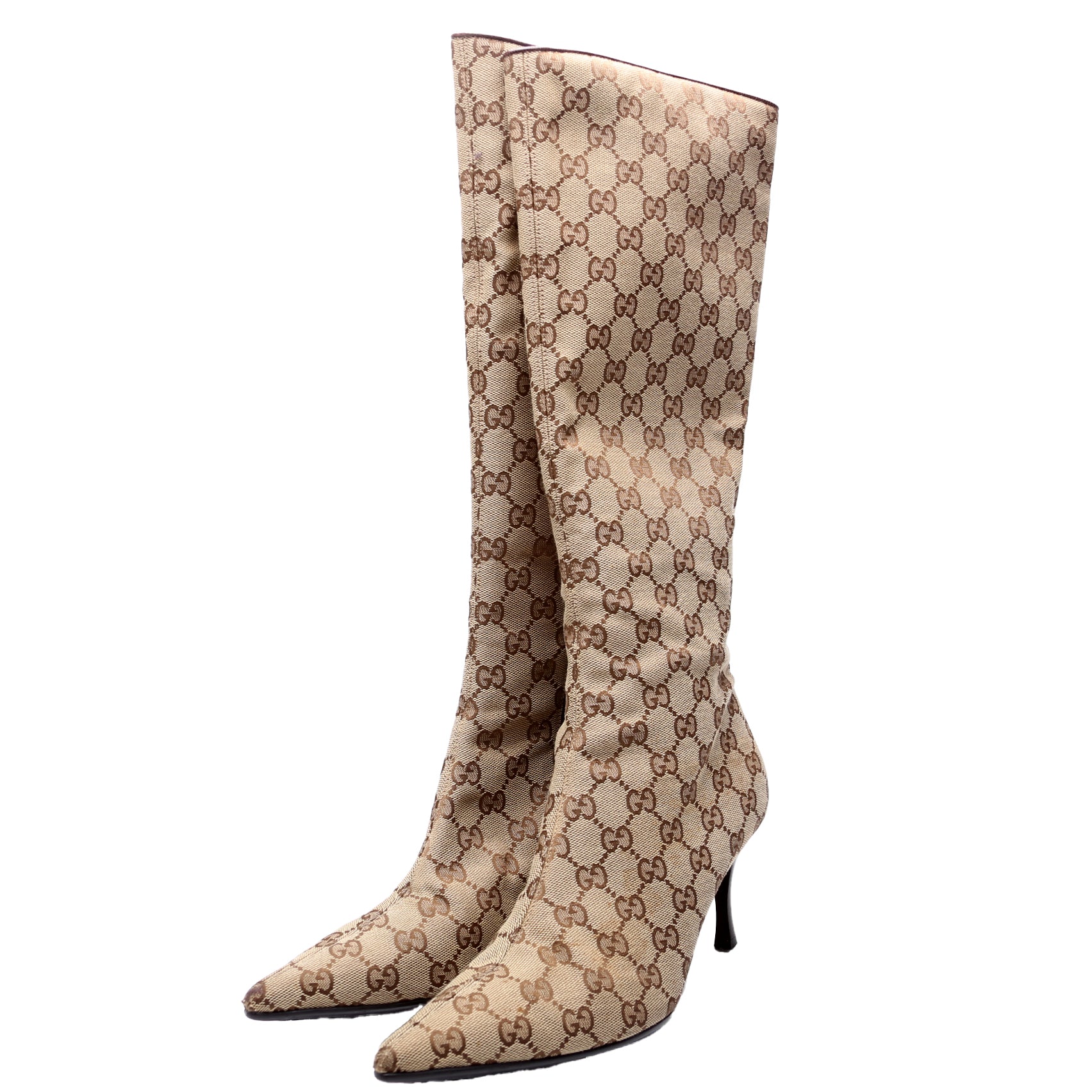 GG Canvas Pointed Toe Tall Boots Size 38.5