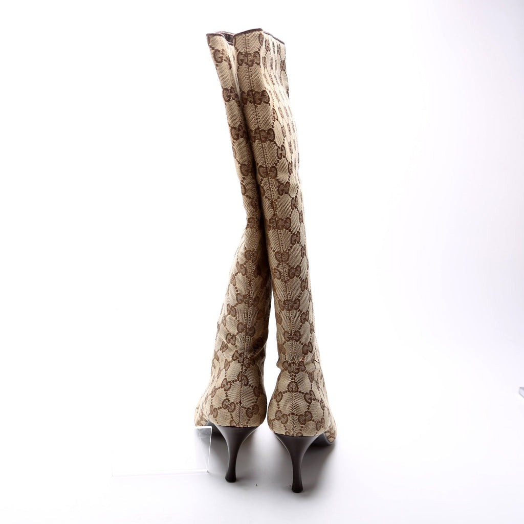 GG Canvas Pointed Toe Tall Boots Size 38.5