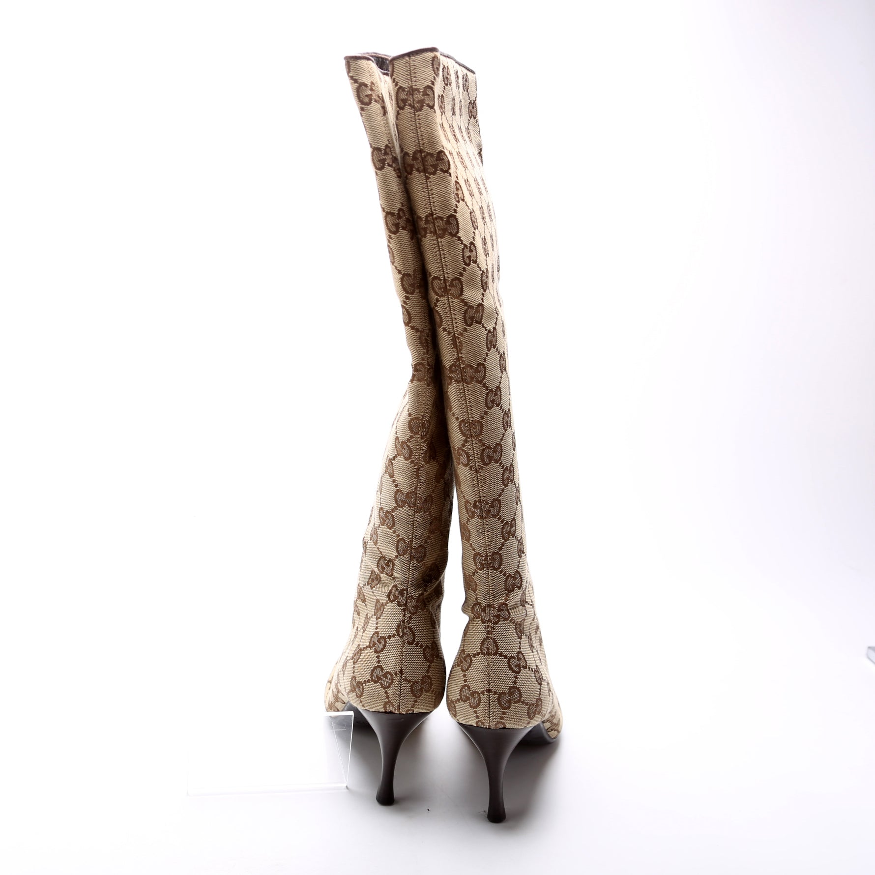 GG Canvas Pointed Toe Tall Boots Size 38.5