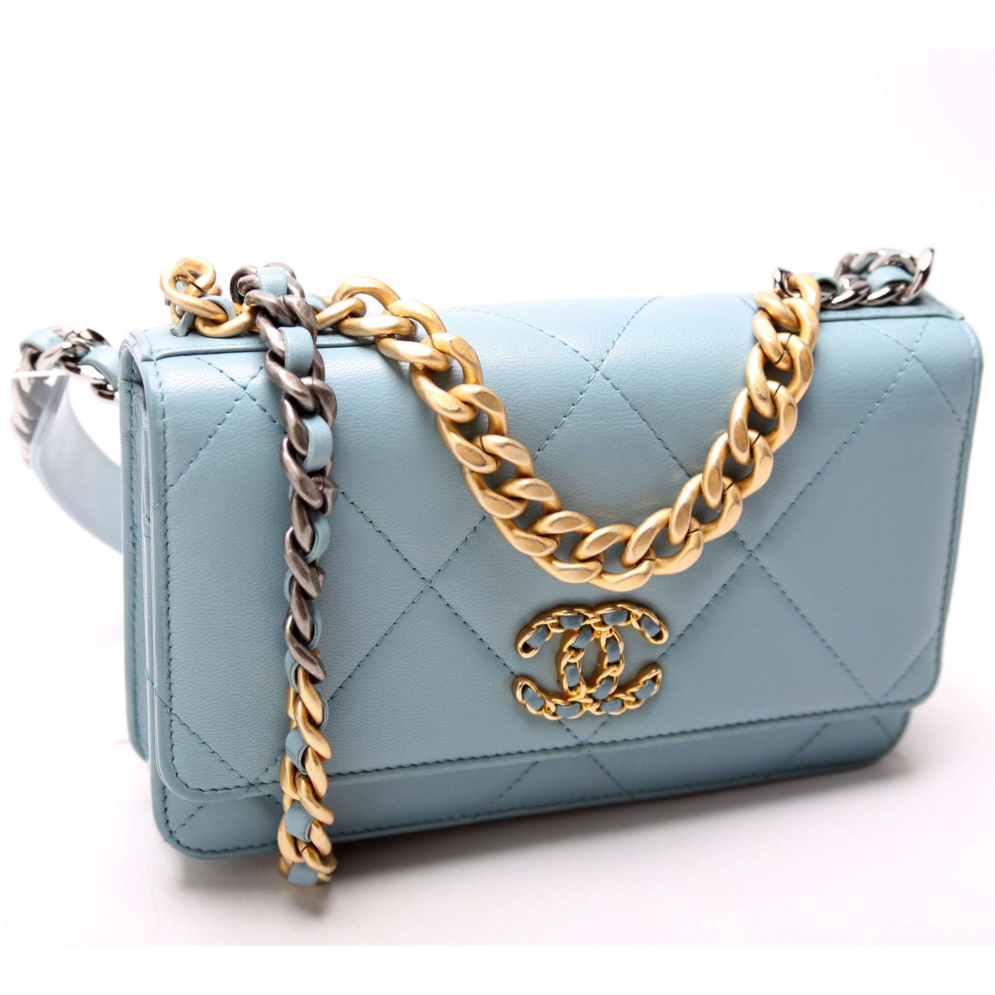 Chanel 19 WOC Quilted Lambskin 29M Blue