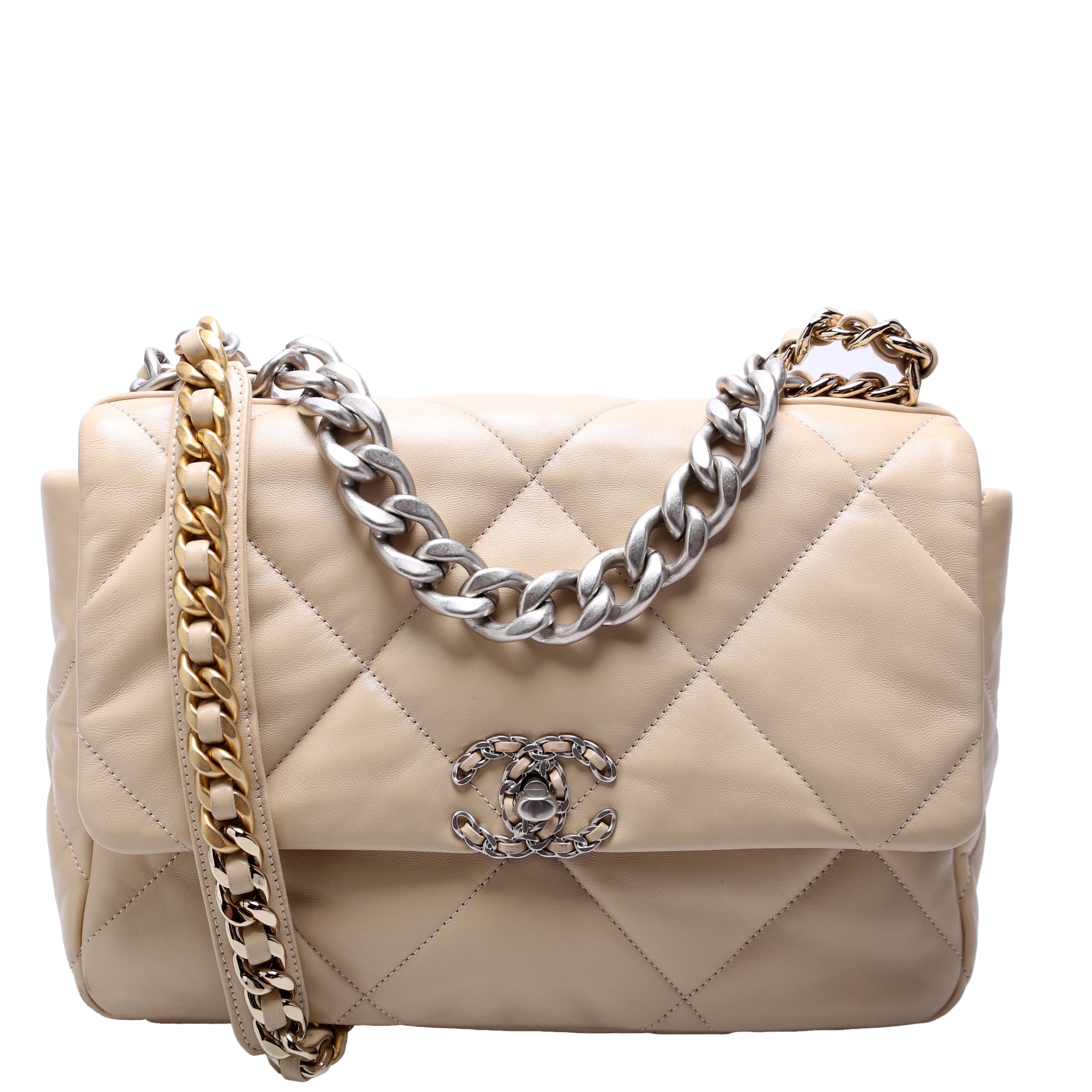 Quilted Goatskin 19 Large 32+M Beige
