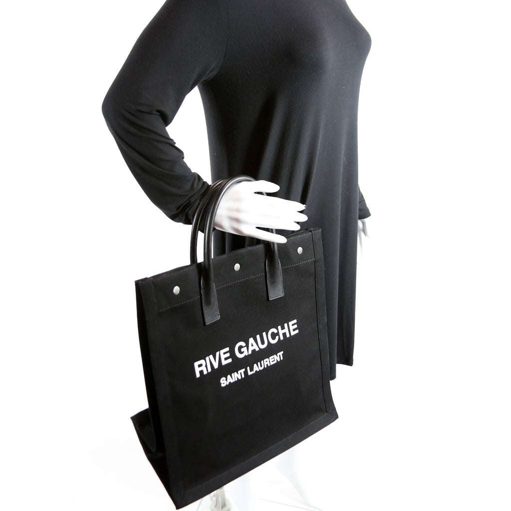 SAINT LAURENT Rive Gauche Vertical Tote Bag Black