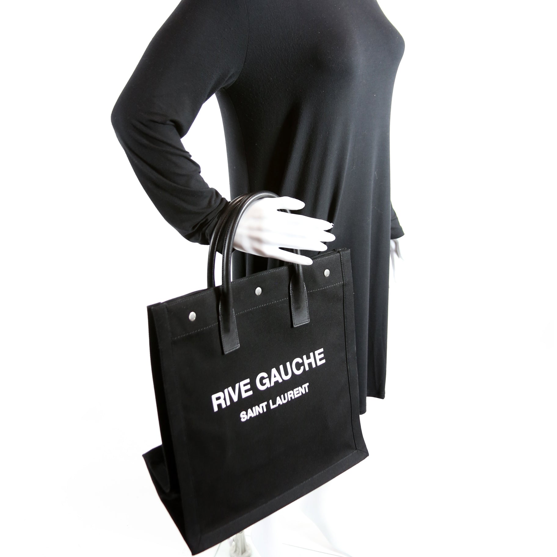 SAINT LAURENT Rive Gauche Vertical Tote Bag Black