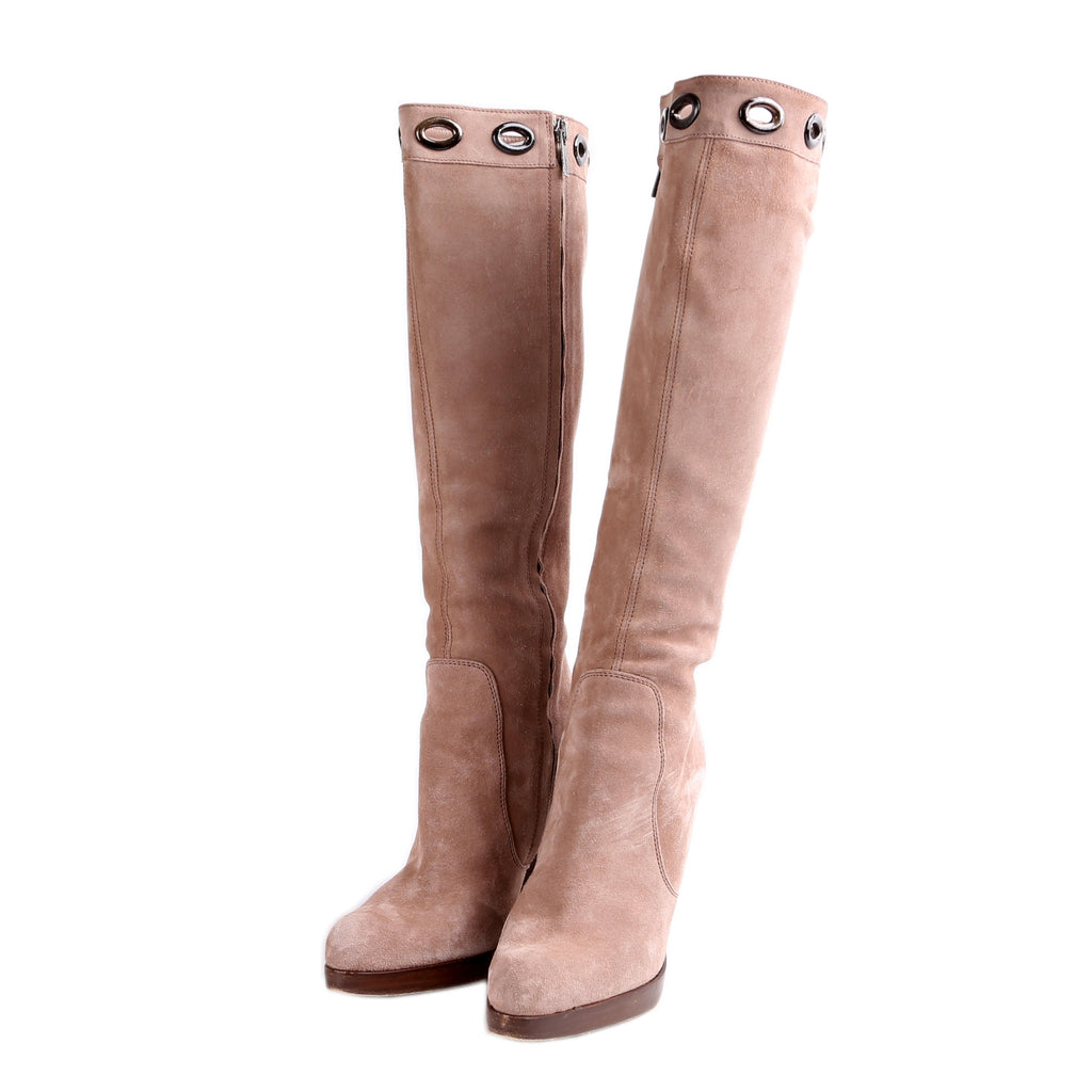 SAINT LAURENT Knee High Suede Boots Size 38