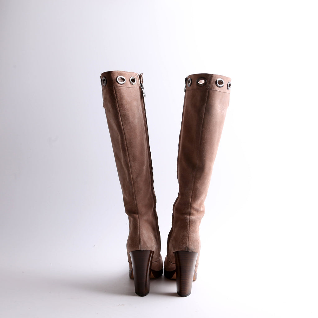 SAINT LAURENT Knee High Suede Boots Size 38