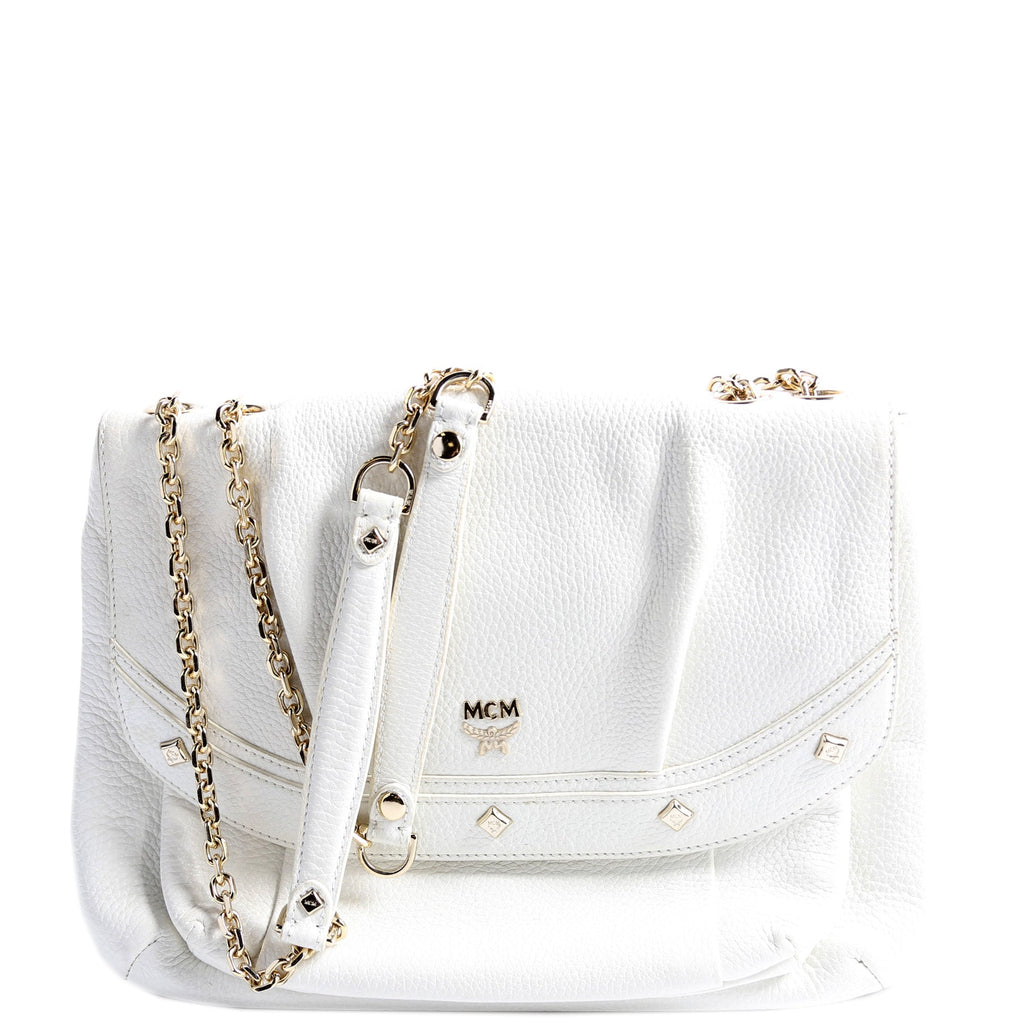 Studded Chain Shoulder Bag White