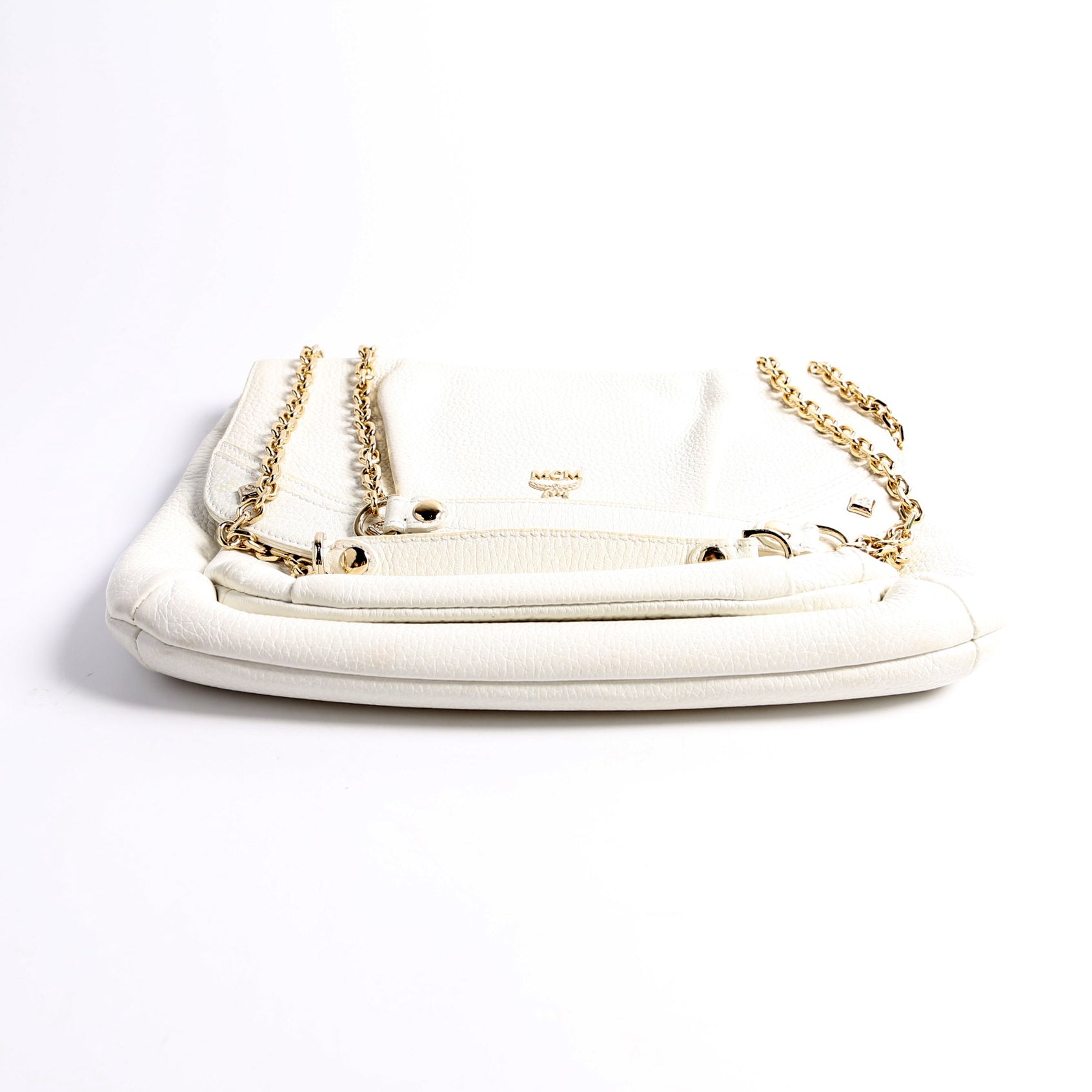 Studded Chain Shoulder Bag White