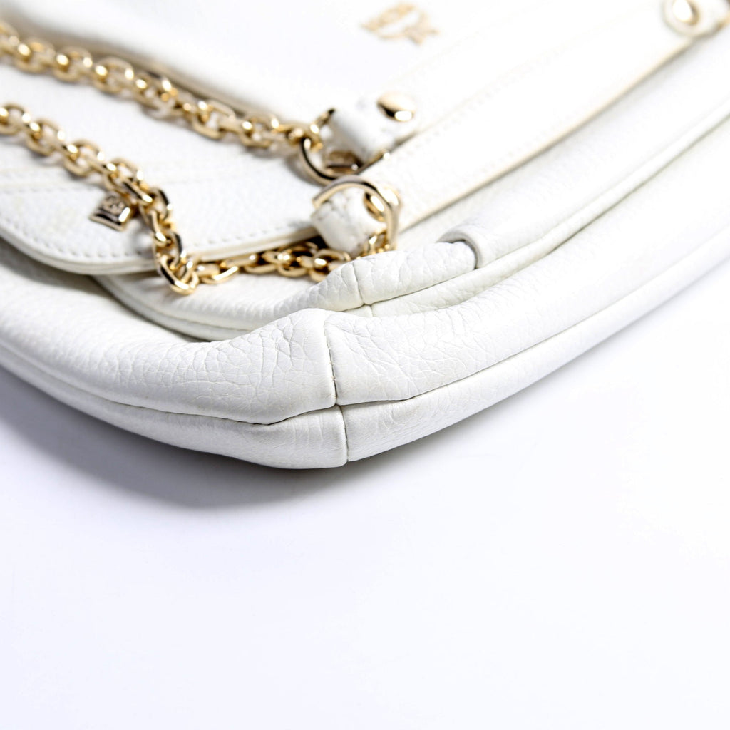 Studded Chain Shoulder Bag White