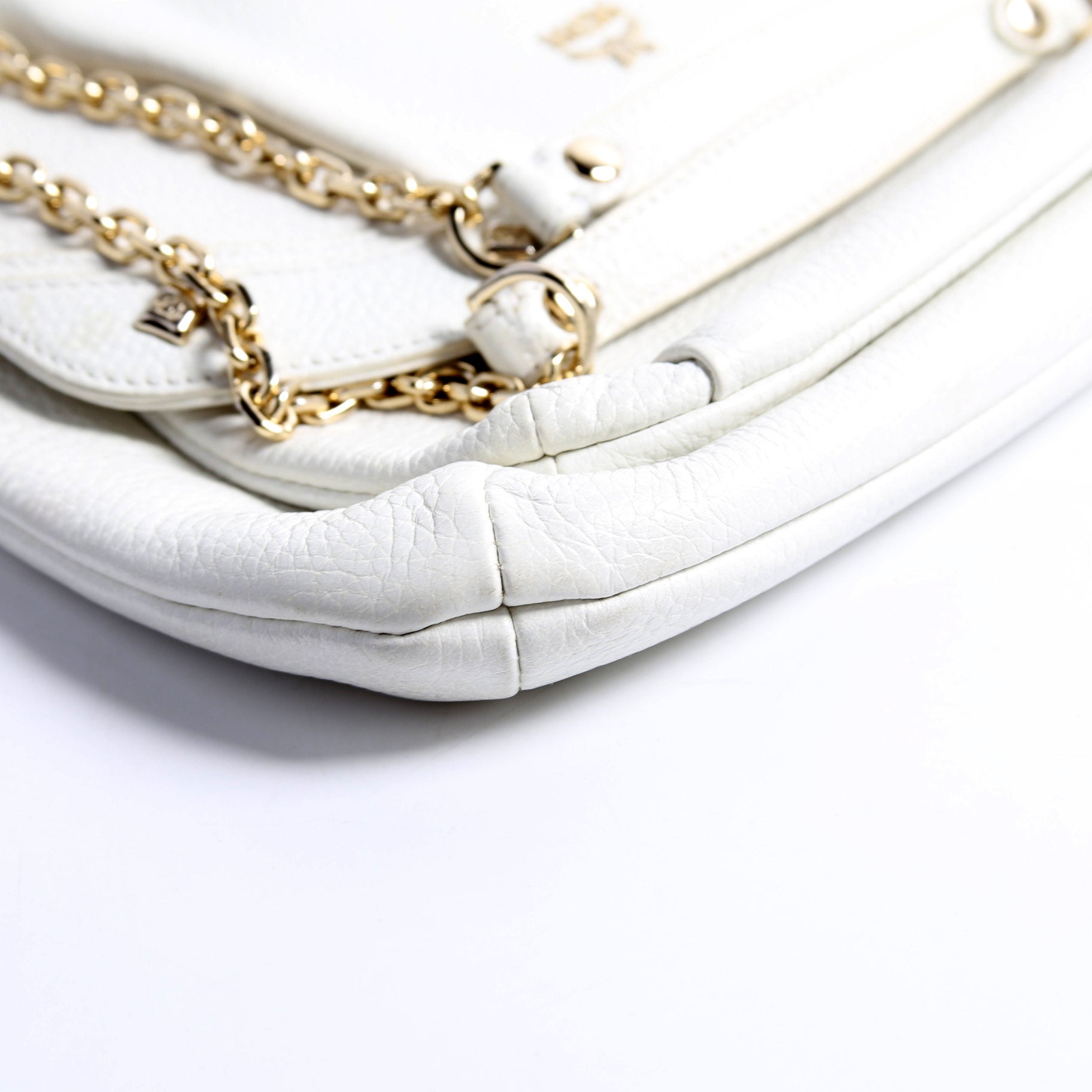 Studded Chain Shoulder Bag White