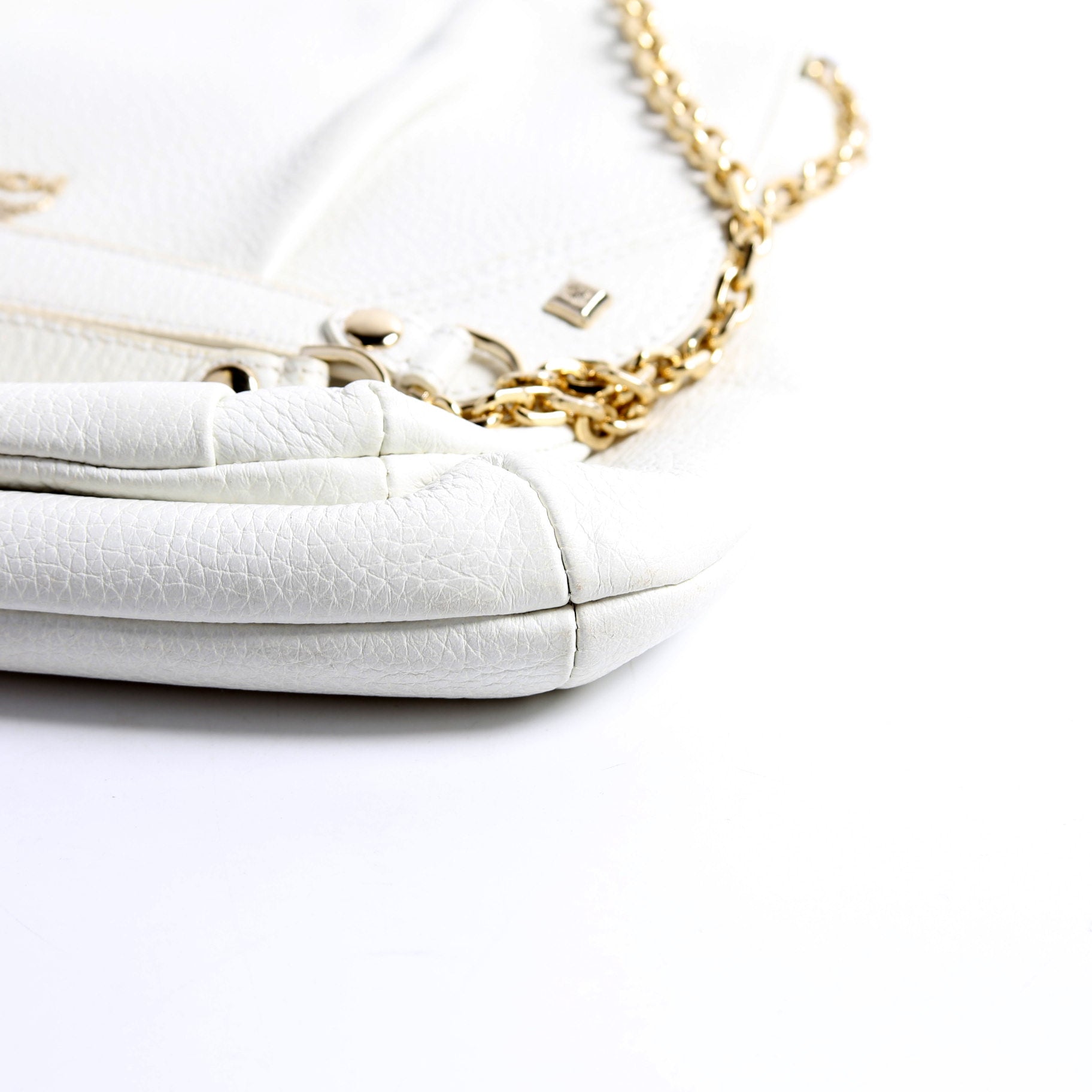 Studded Chain Shoulder Bag White
