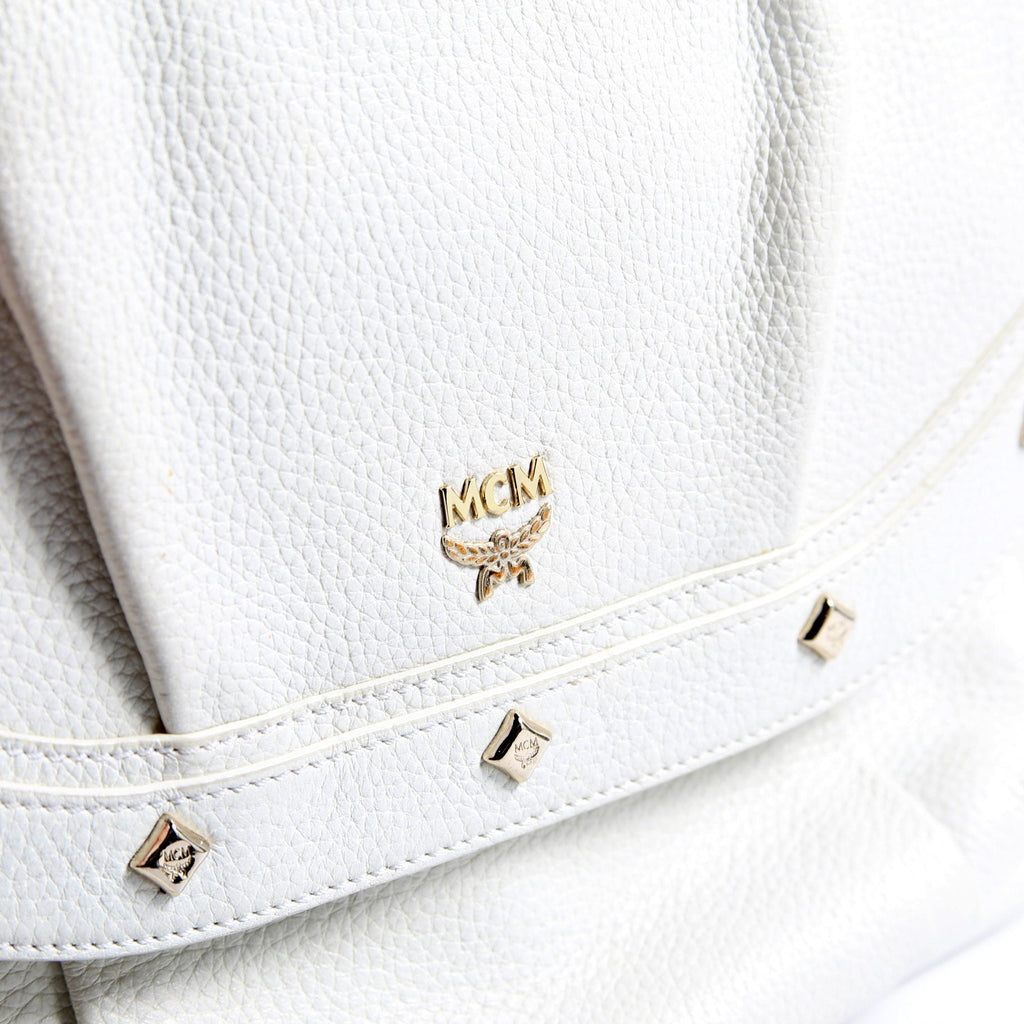 Studded Chain Shoulder Bag White