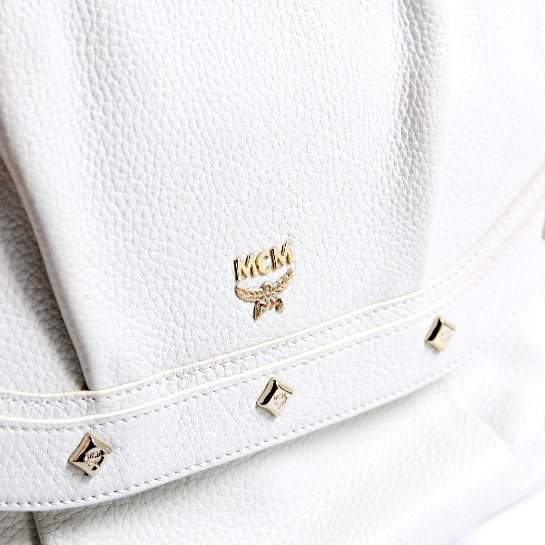 Studded Chain Shoulder Bag White