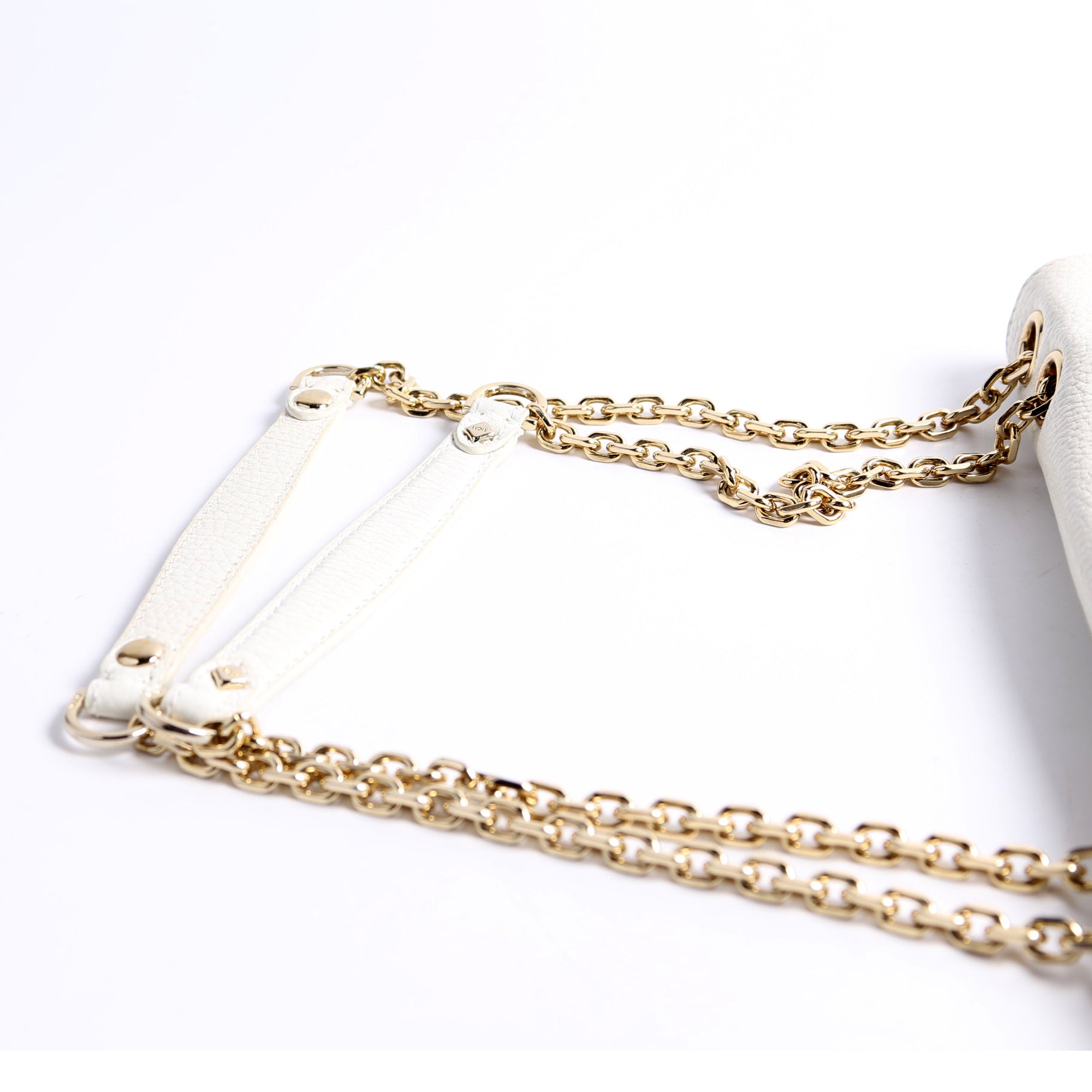 Studded Chain Shoulder Bag White