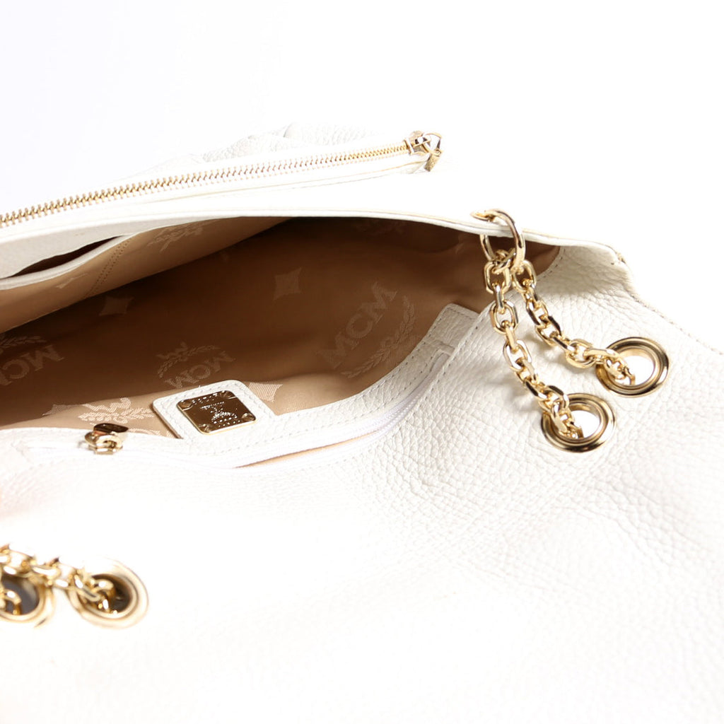 Studded Chain Shoulder Bag White
