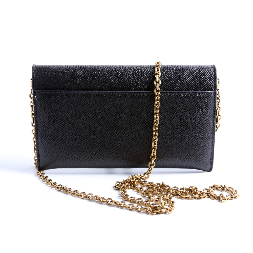Saddle Pouch W/Chain Small Calfskin Black