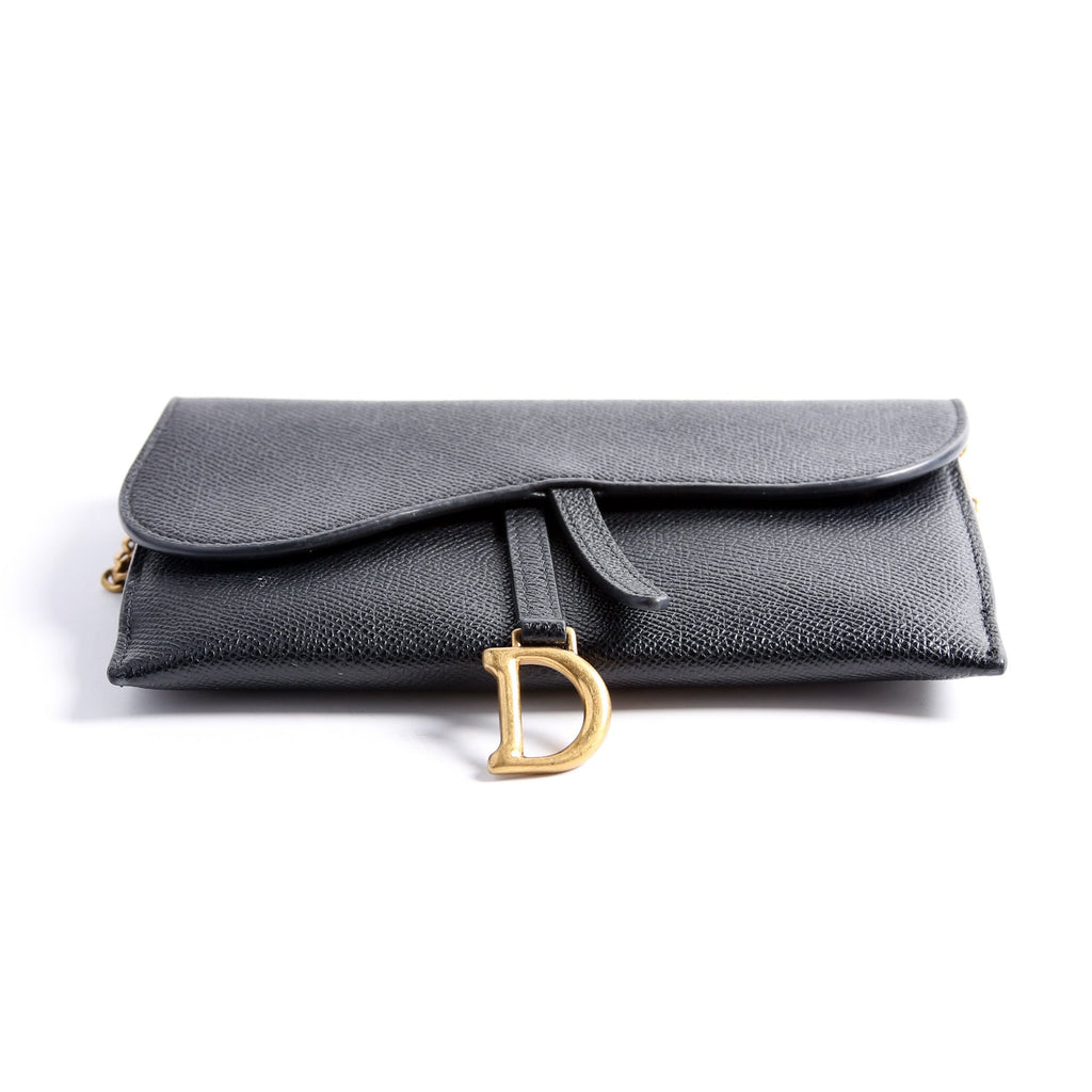 Saddle Pouch W/Chain Small Calfskin Black