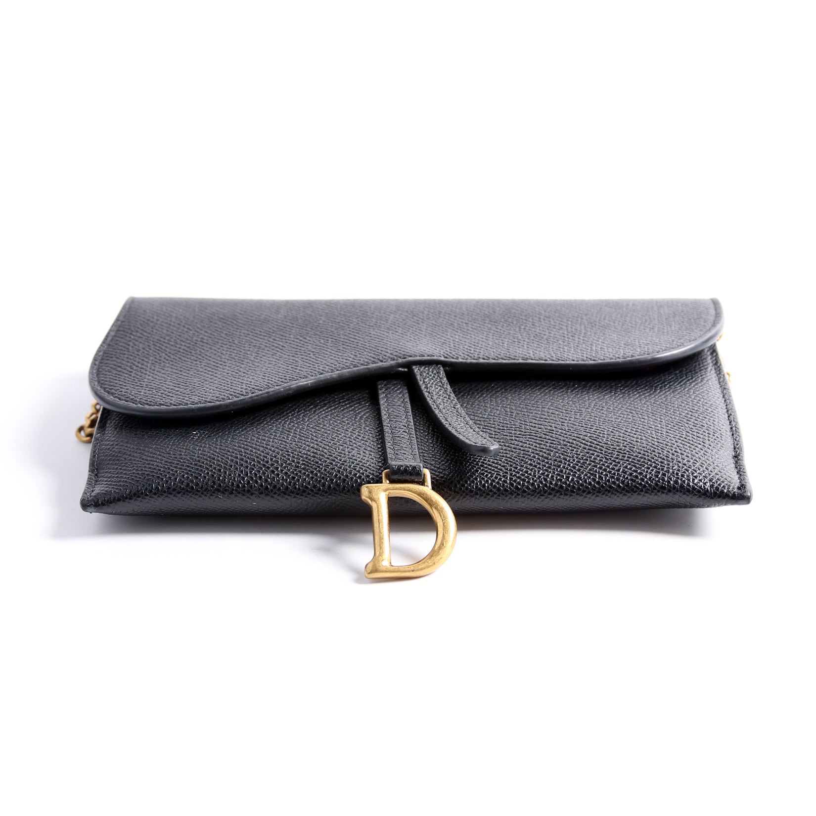 Saddle Pouch W/Chain Small Calfskin Black