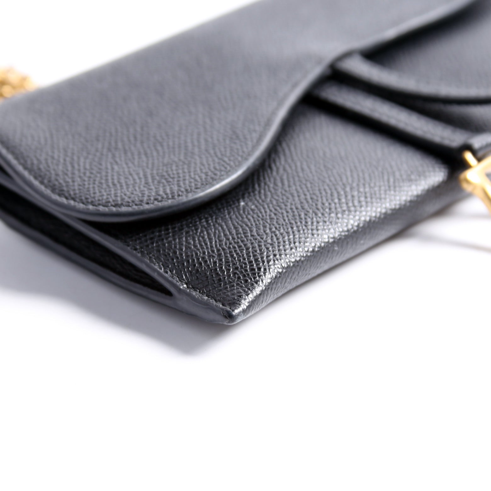 Saddle Pouch W/Chain Small Calfskin Black