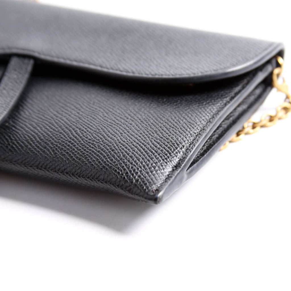 Saddle Pouch W/Chain Small Calfskin Black