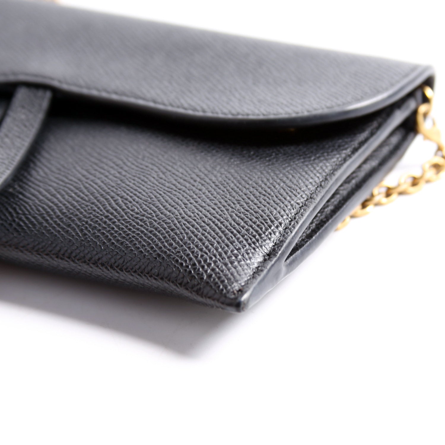 Saddle Pouch W/Chain Small Calfskin Black