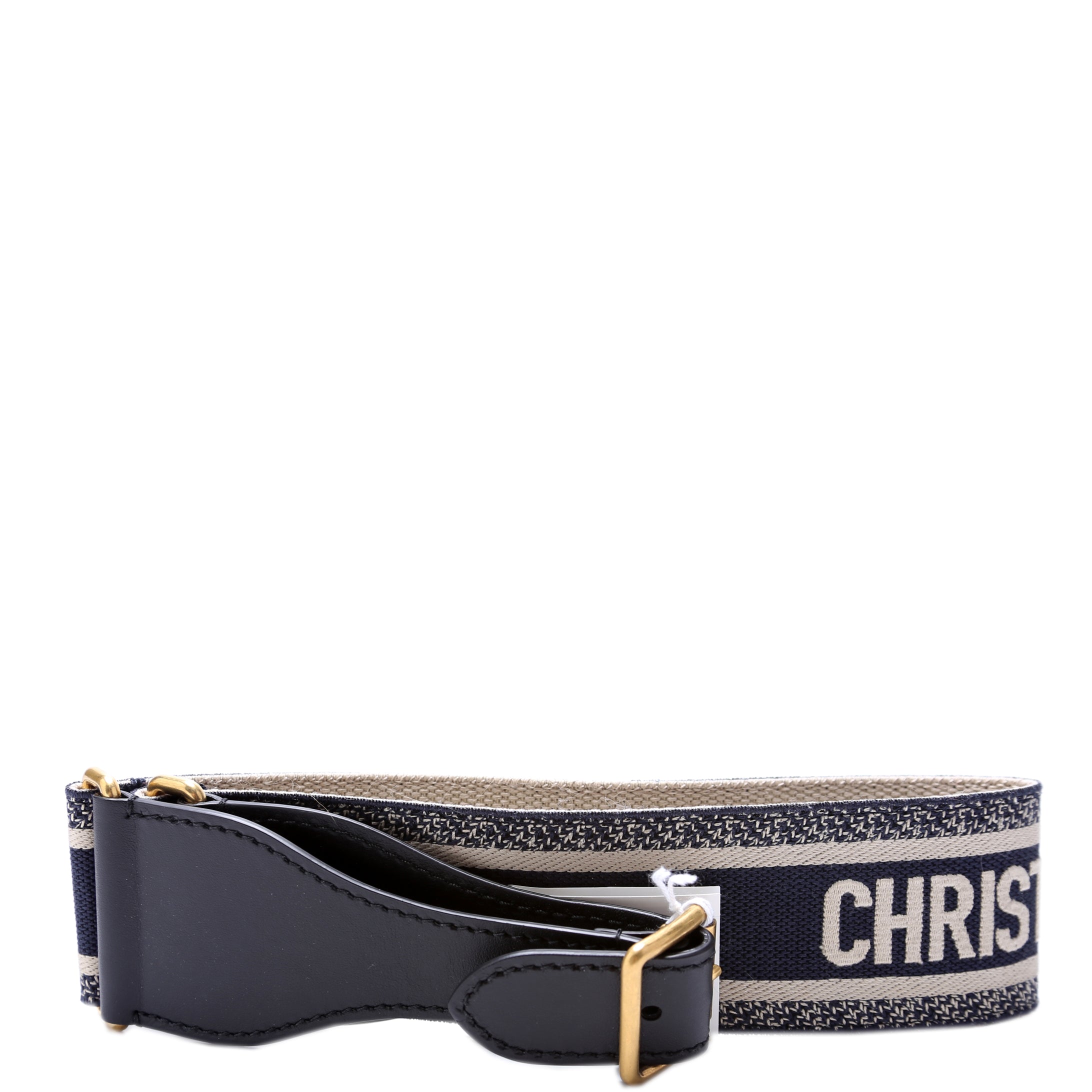 Dior Embroidered Wide Canvas Waist Belt 85/34 Navy/Beige
