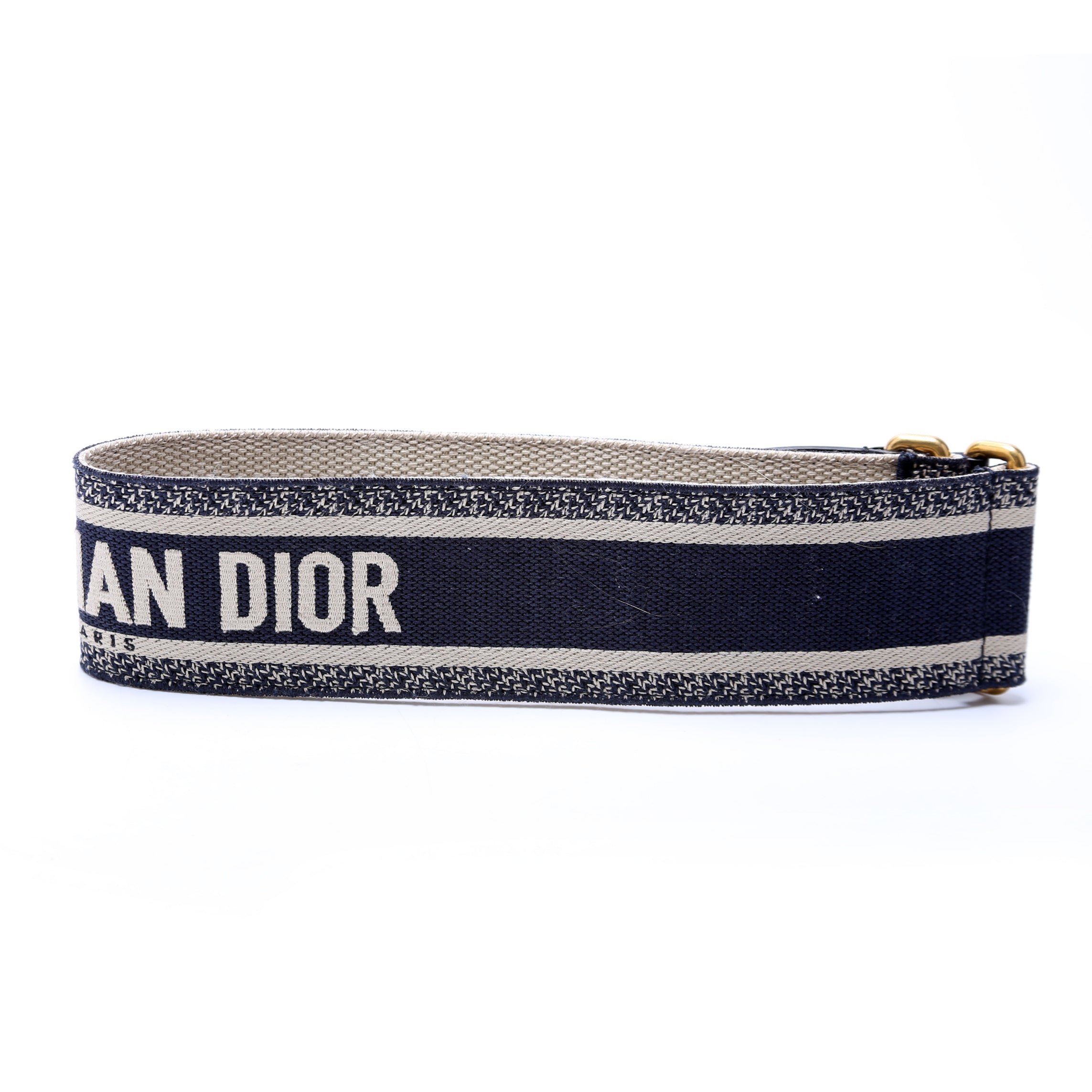 Dior Embroidered Wide Canvas Waist Belt 85/34 Navy/Beige