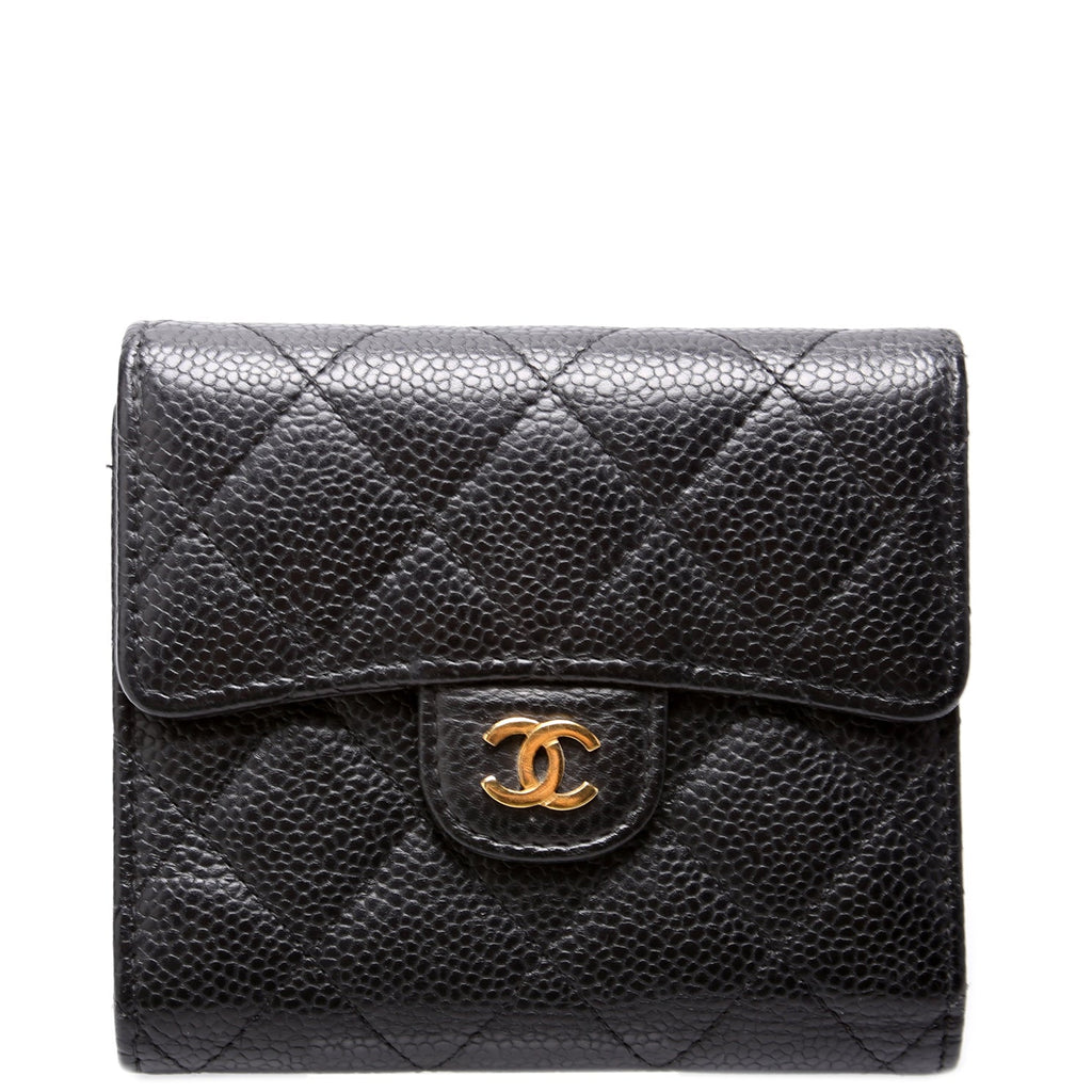 Classic Compact Flap Wallet Caviar 25M Black
