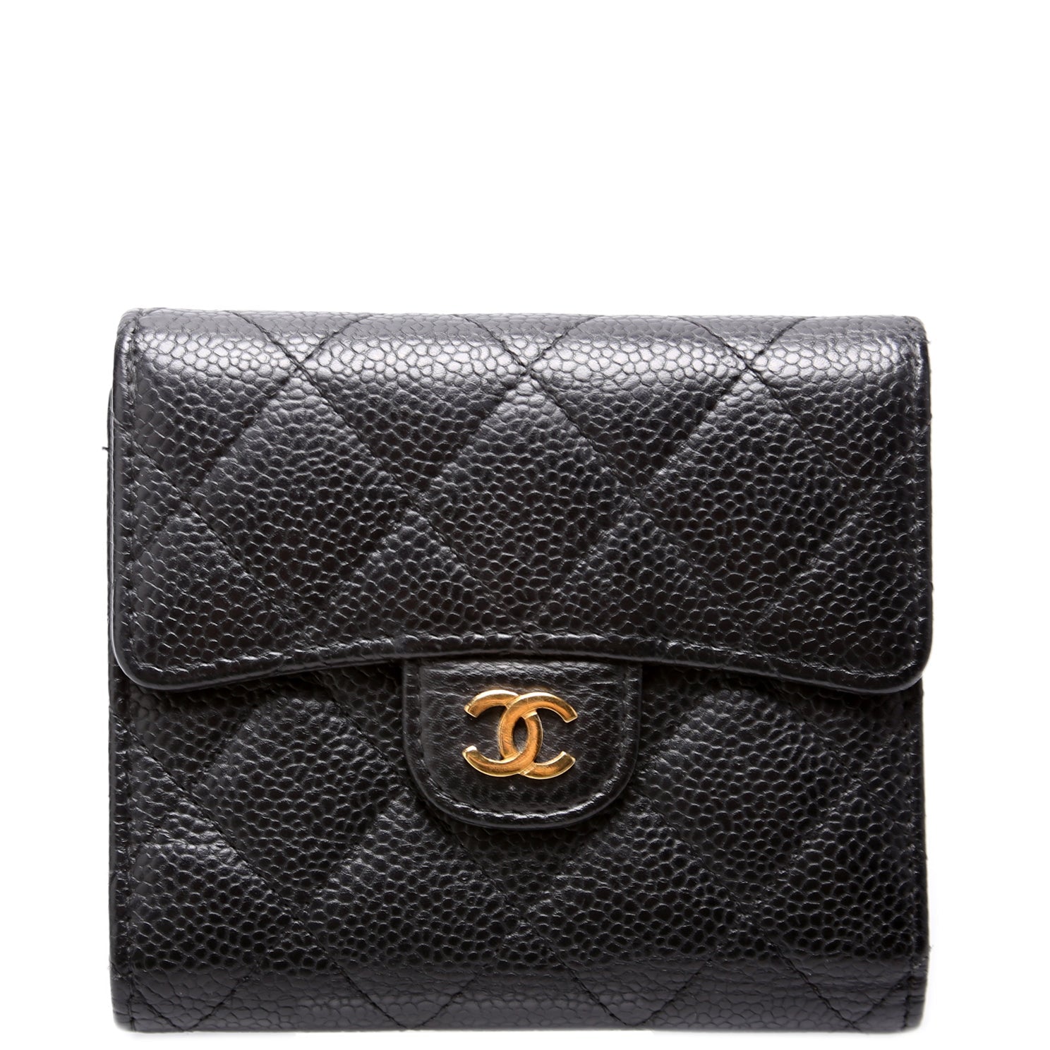 Classic Compact Flap Wallet Caviar 25M Black