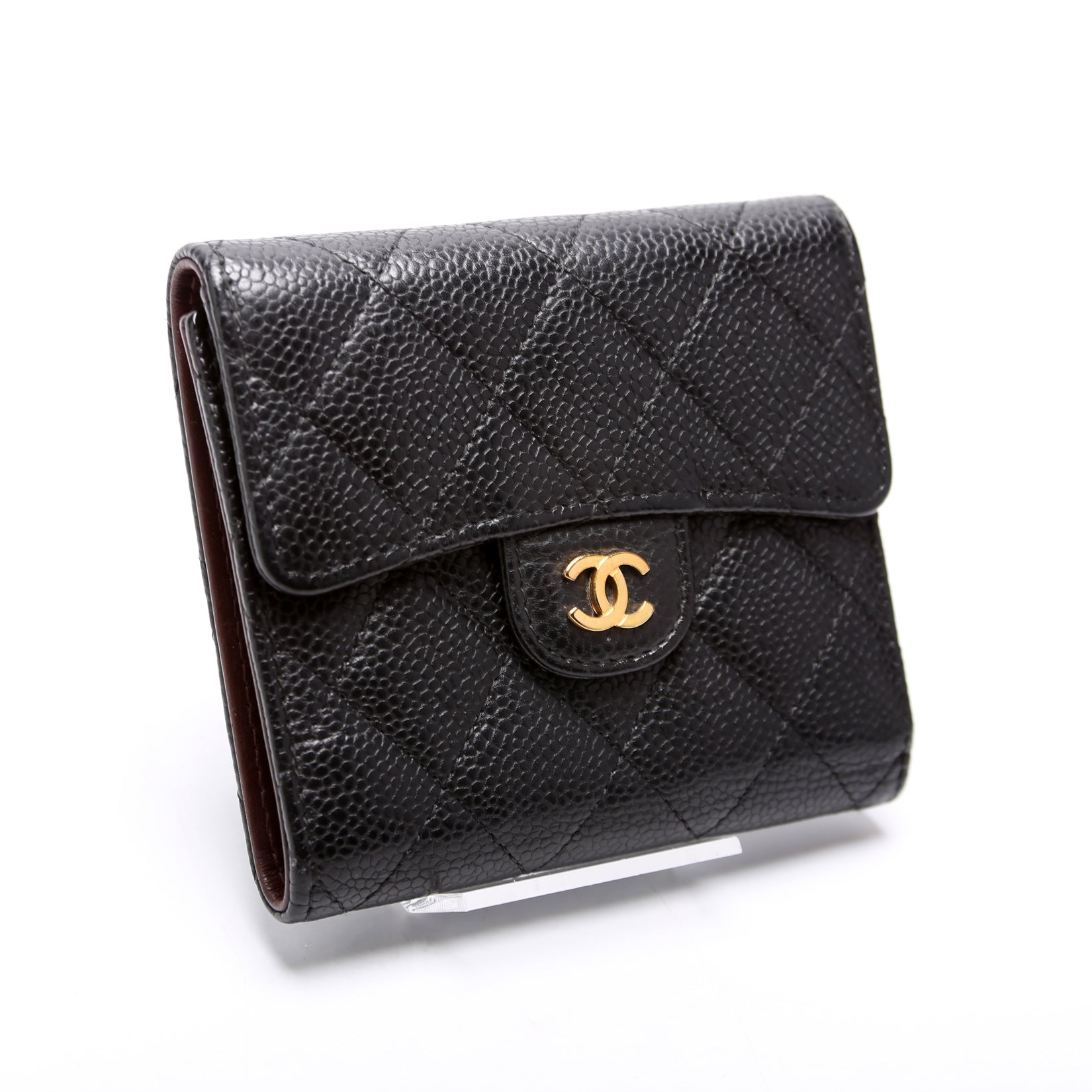 Classic Compact Flap Wallet Caviar 25M Black