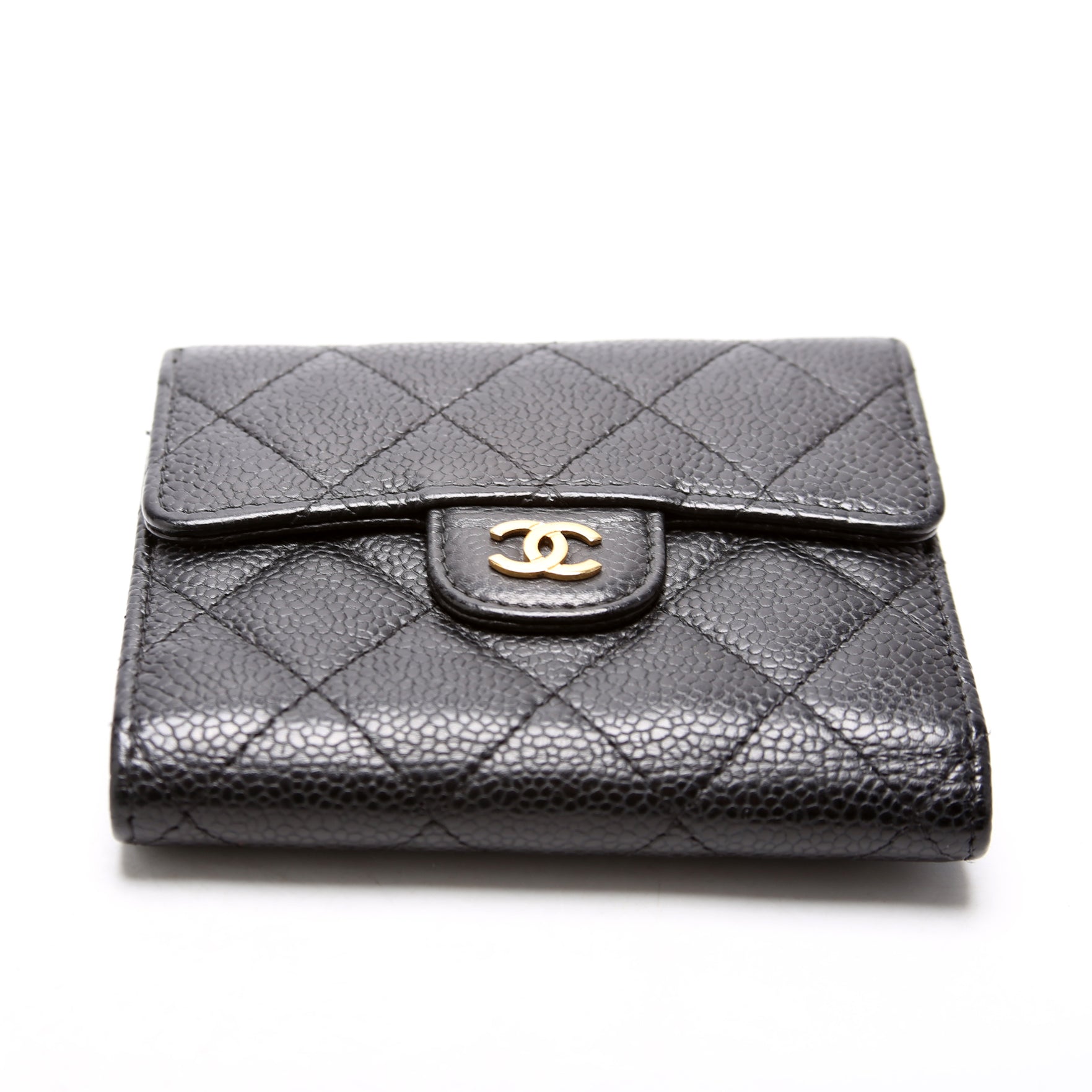 Classic Compact Flap Wallet Caviar 25M Black