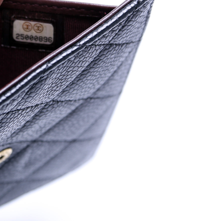 Classic Compact Flap Wallet Caviar 25M Black