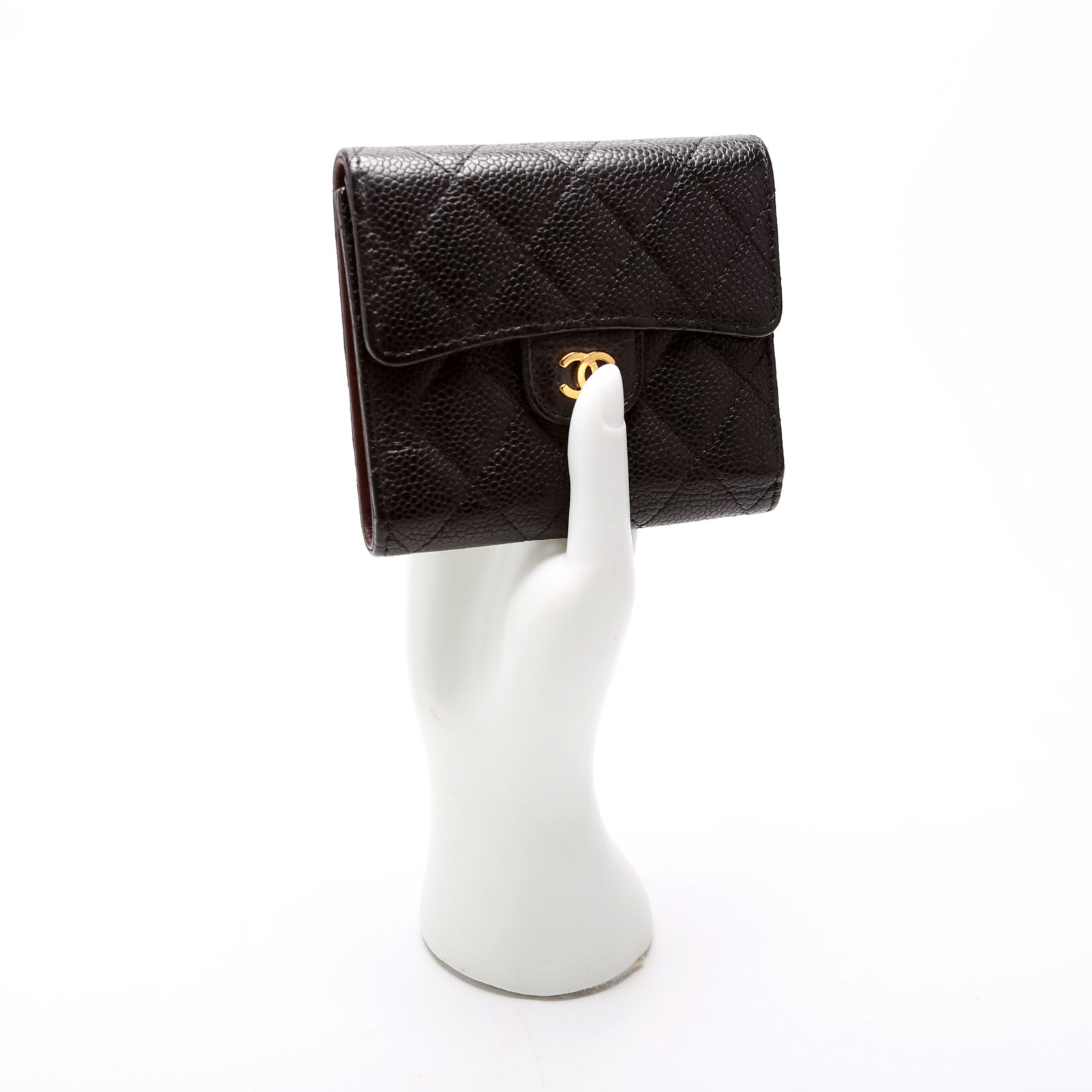 Classic Compact Flap Wallet Caviar 25M Black