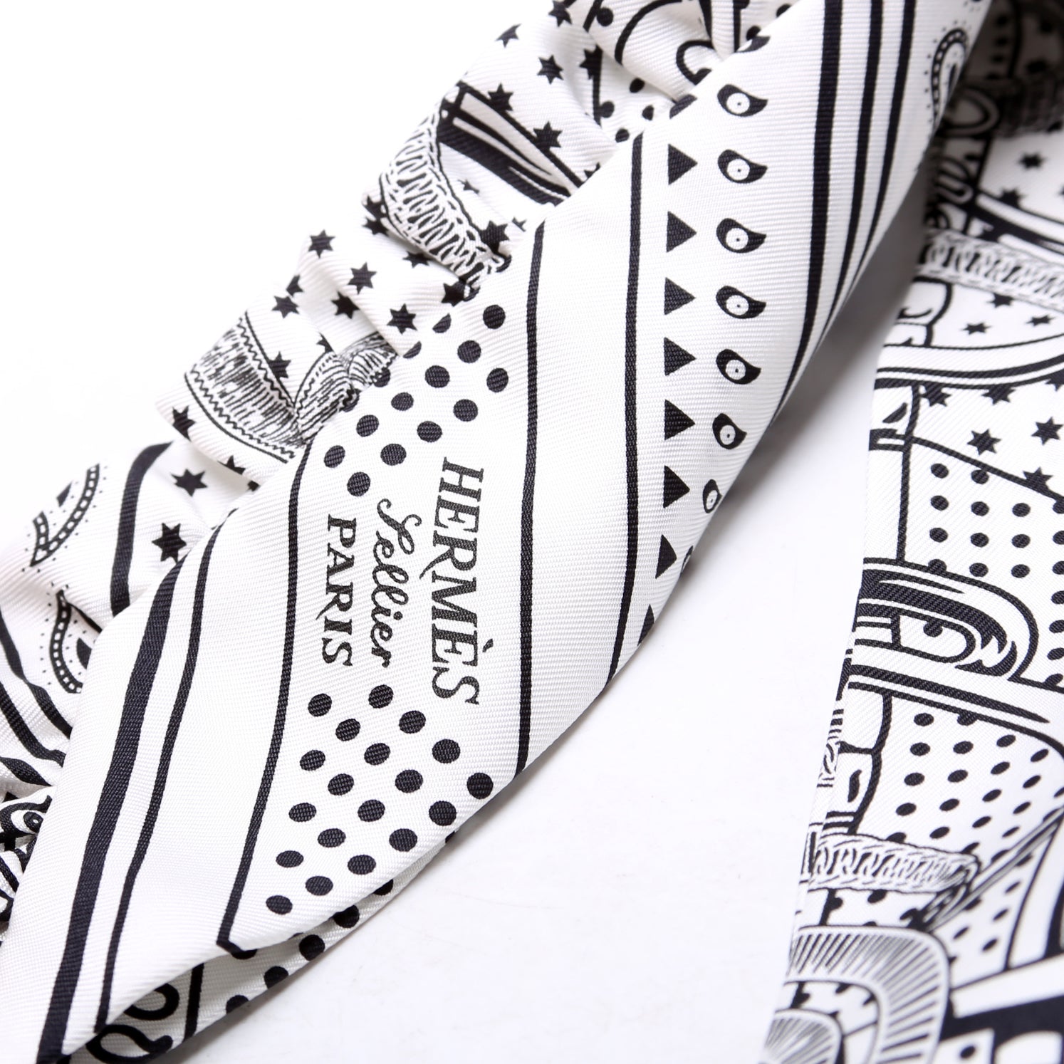 Eperon D'Or Bandana Twilly 86 Silk White/Black