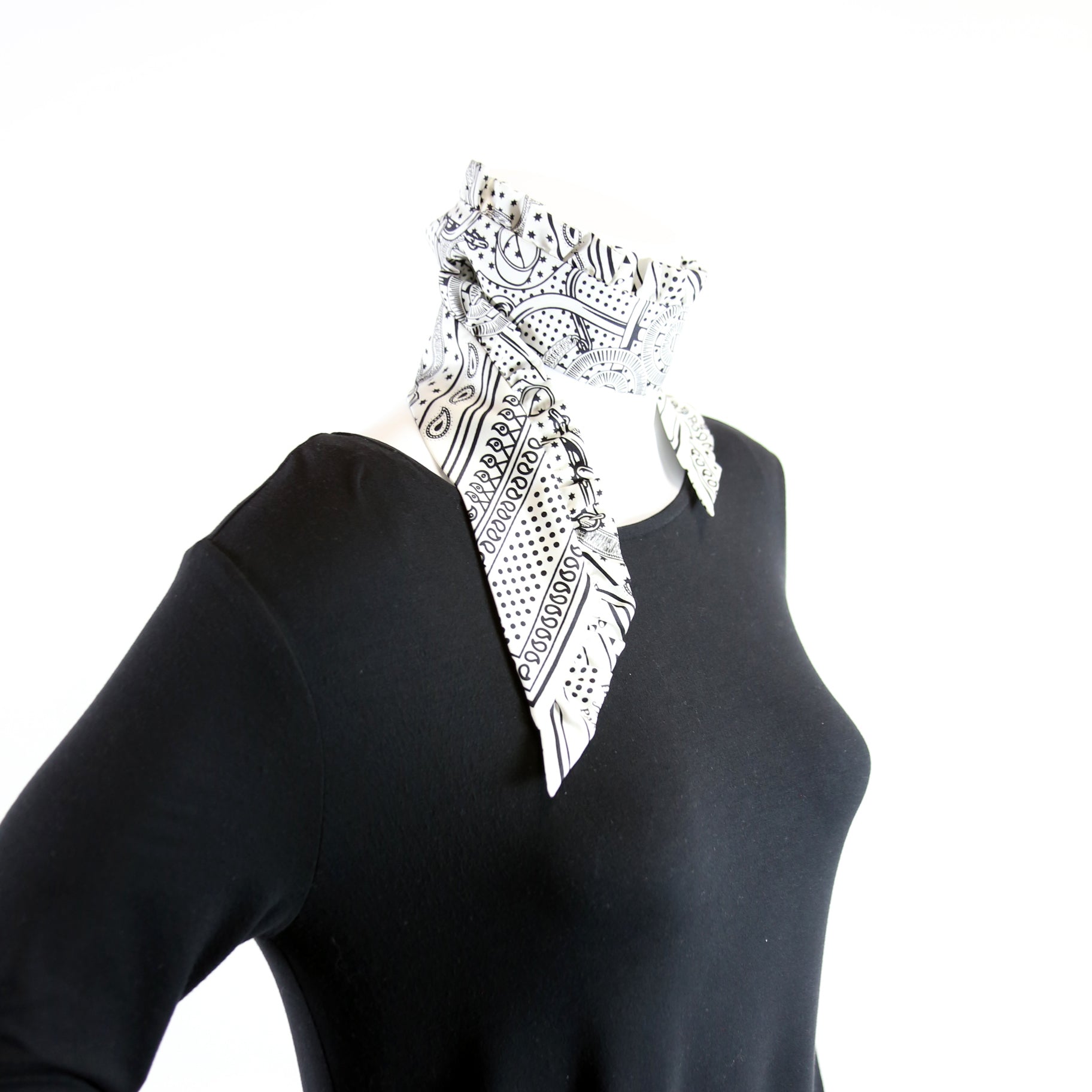 Eperon D'Or Bandana Twilly 86 Silk White/Black