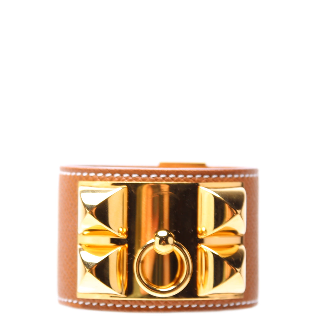 Collier De Chien Epsom Leather Bracelet Brown/Gold