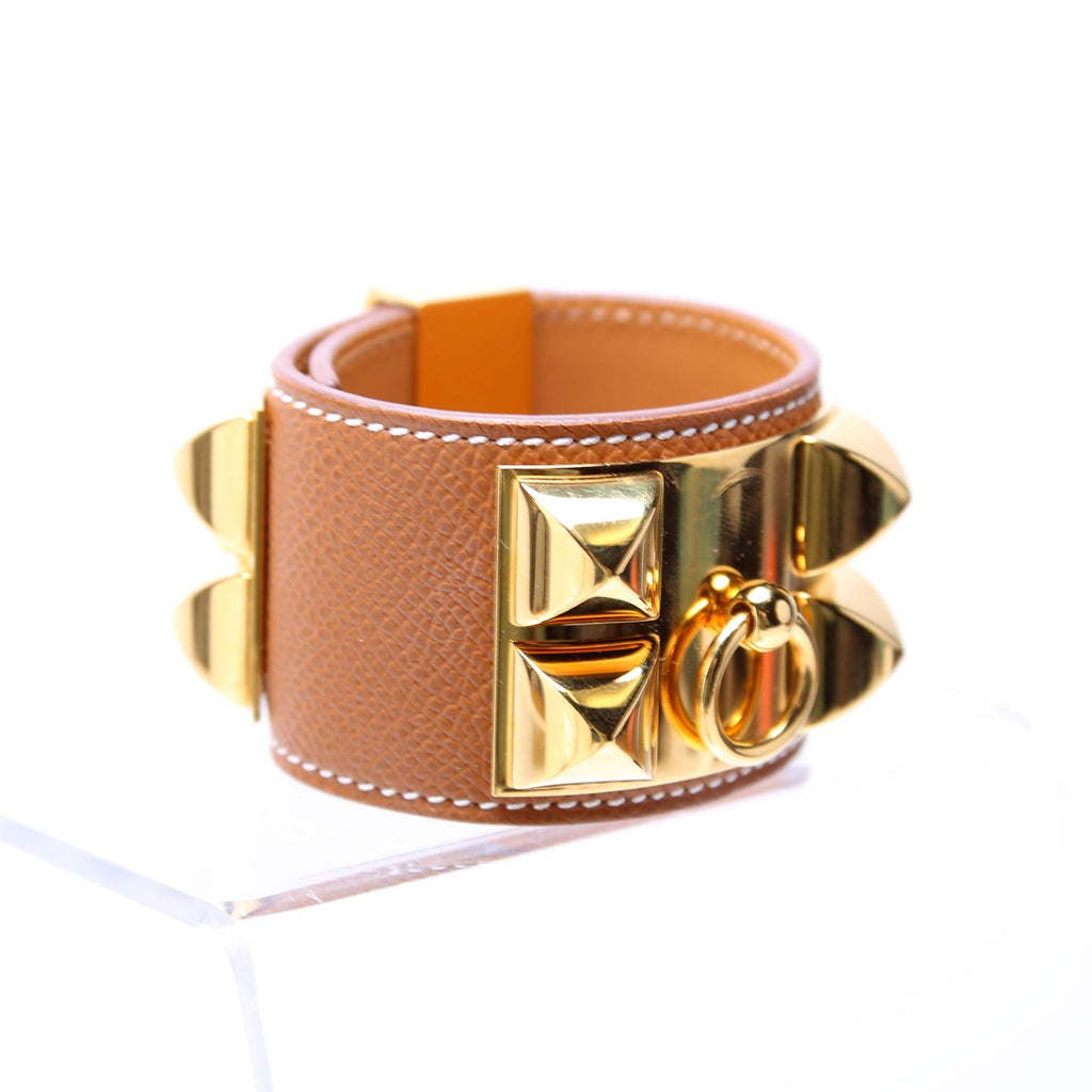 Collier De Chien Epsom Leather Bracelet Brown/Gold